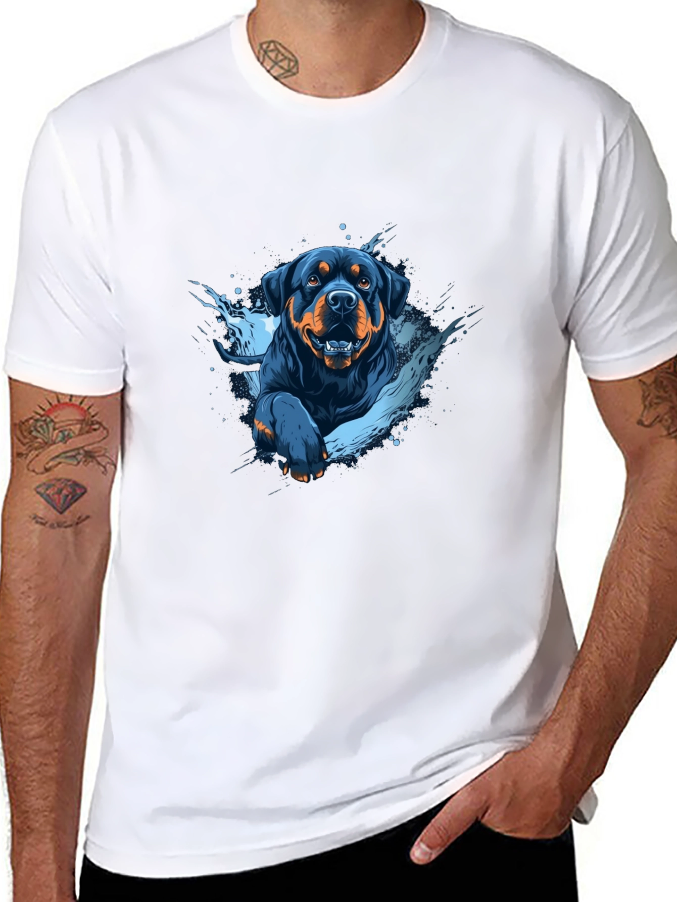 Rottweiler Dog Graphic T-Shirt - Mens Black Tee