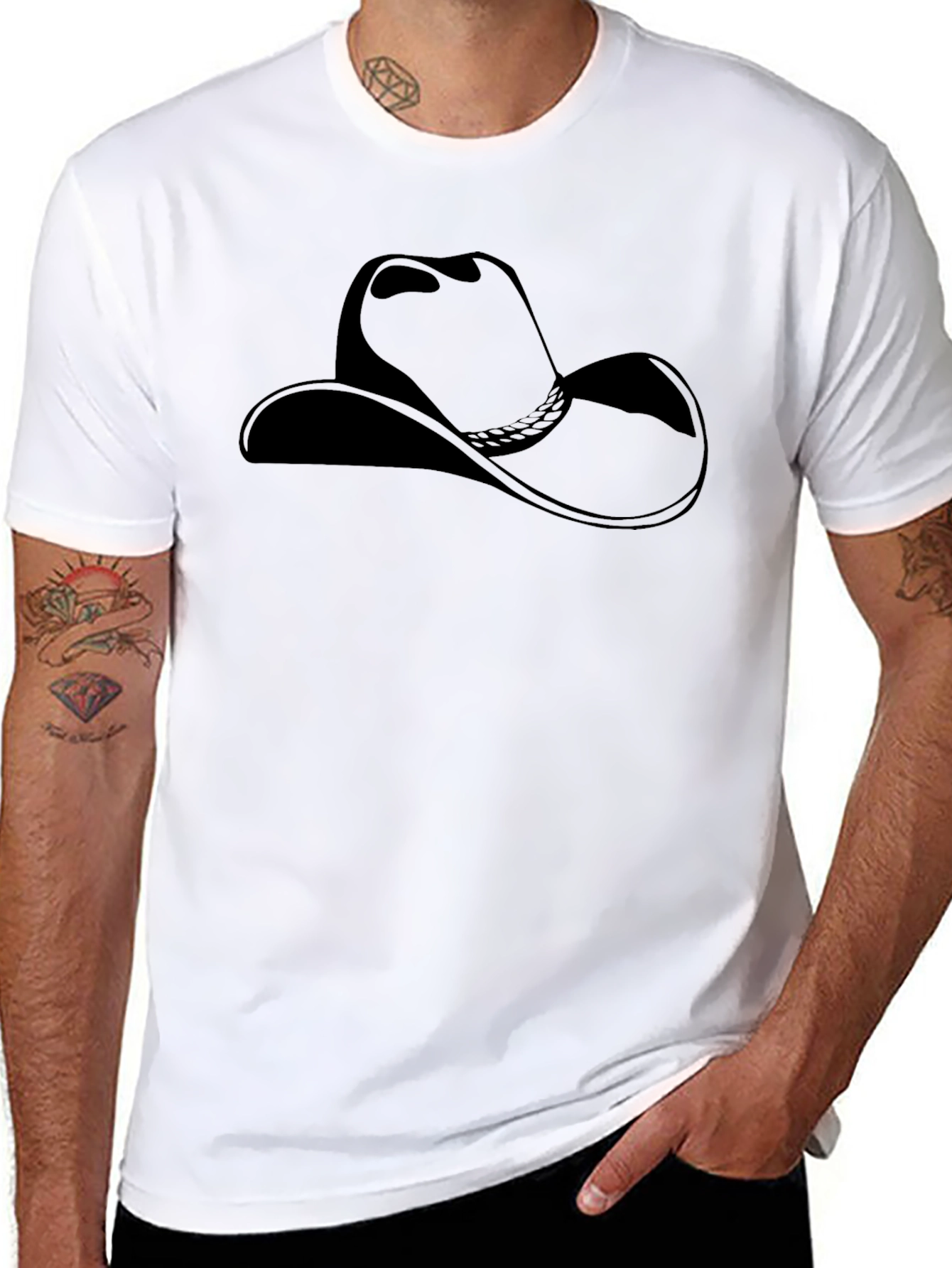 Black Cowboy Hat Graphic Tee - Stylish Casual Wear
