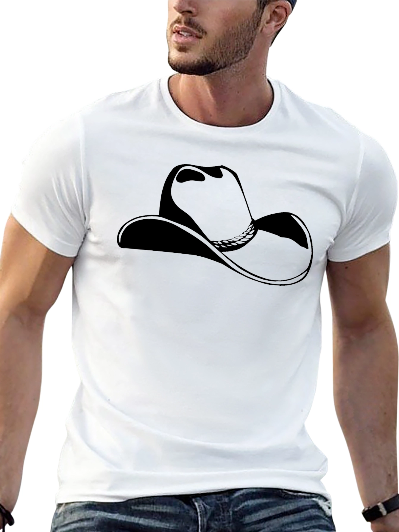 Black Cowboy Hat Graphic Tee - Stylish Casual Wear
