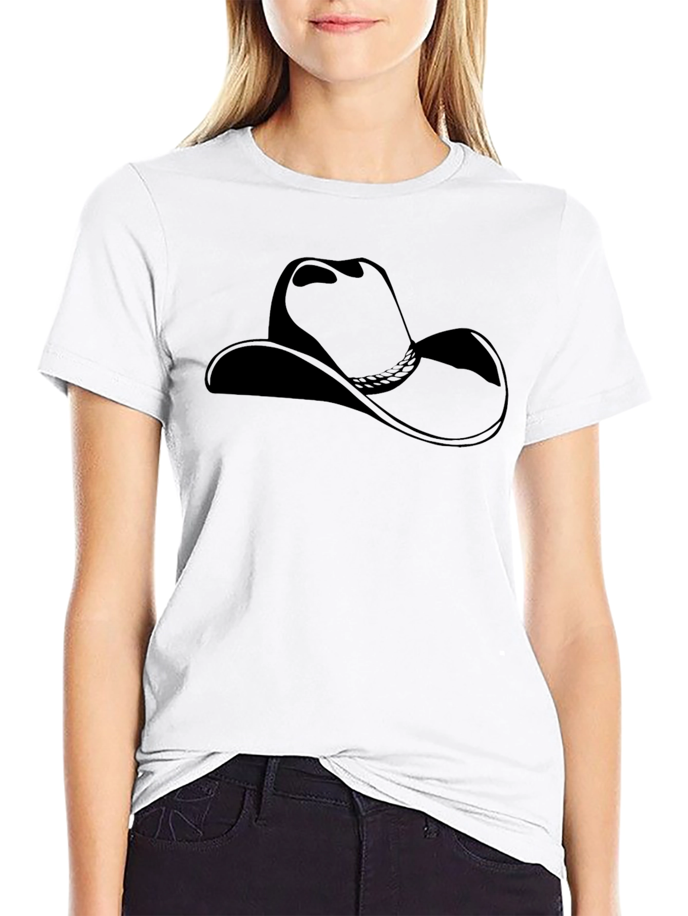 Black Cowboy Hat Graphic Tee - Stylish Casual Wear