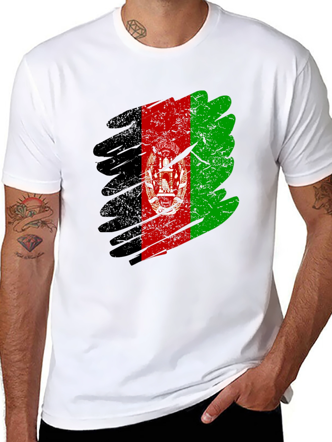 Afghanistan Flag Grunge Style T-Shirt