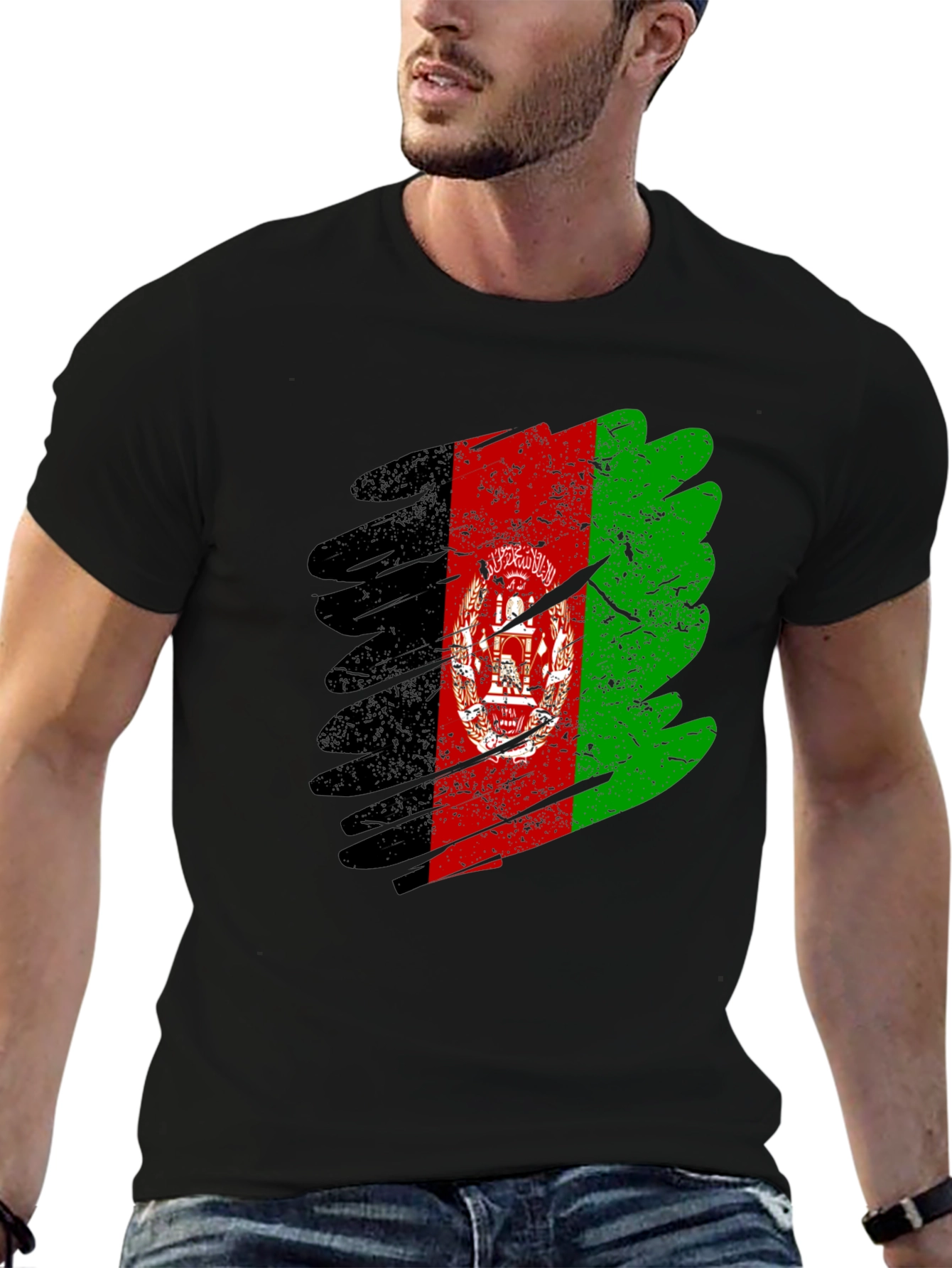Afghanistan Flag Grunge Style T-Shirt