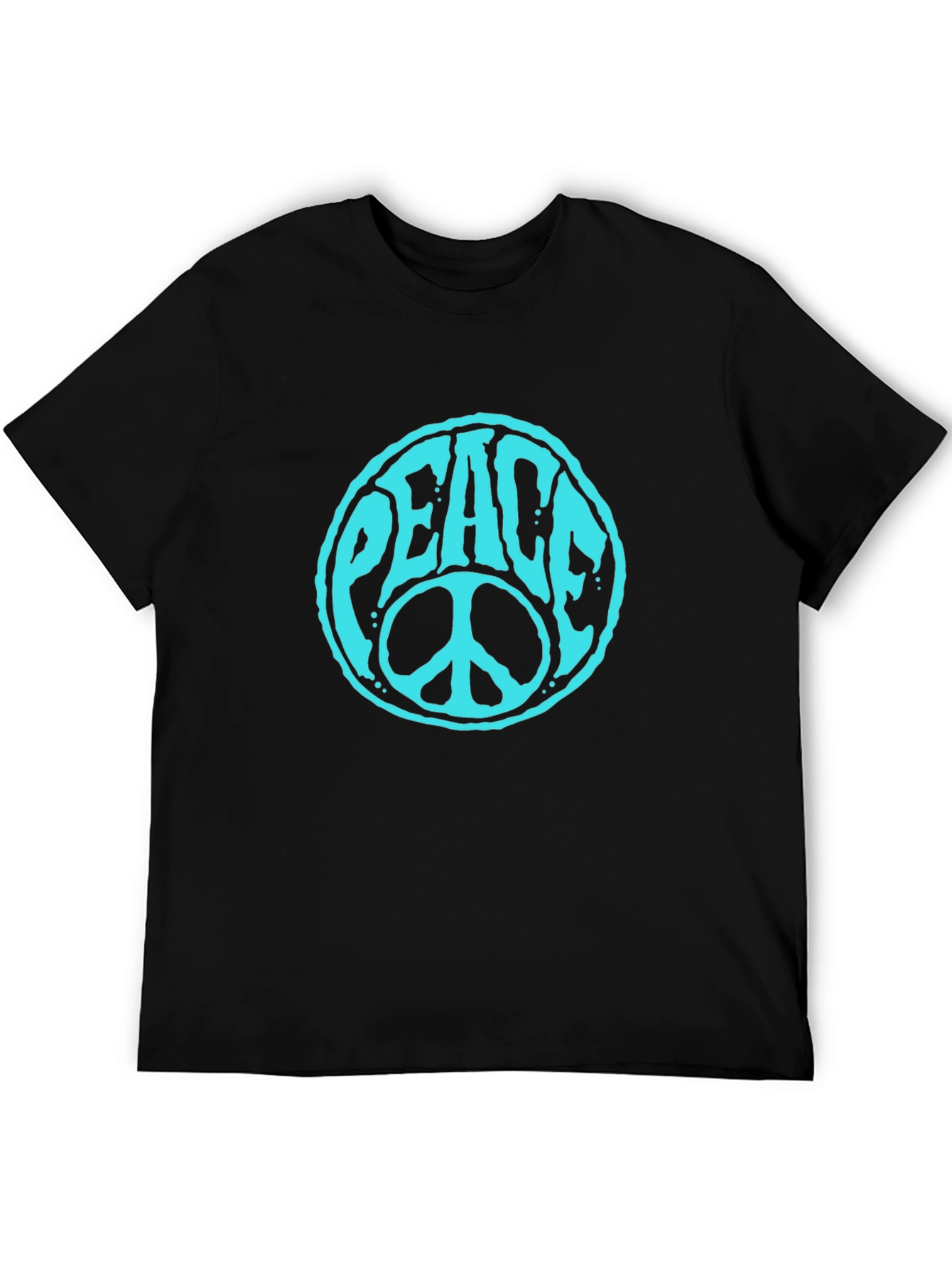 Peace Sign Graphic Tee - Black Cotton Casual T-Shirt