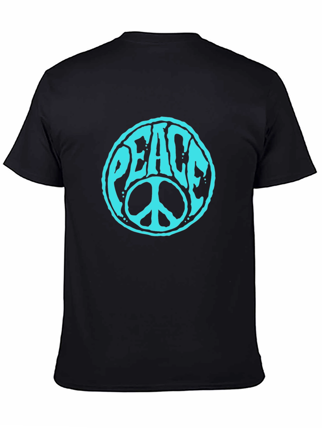 Peace Sign Graphic Tee - Black Cotton Casual T-Shirt