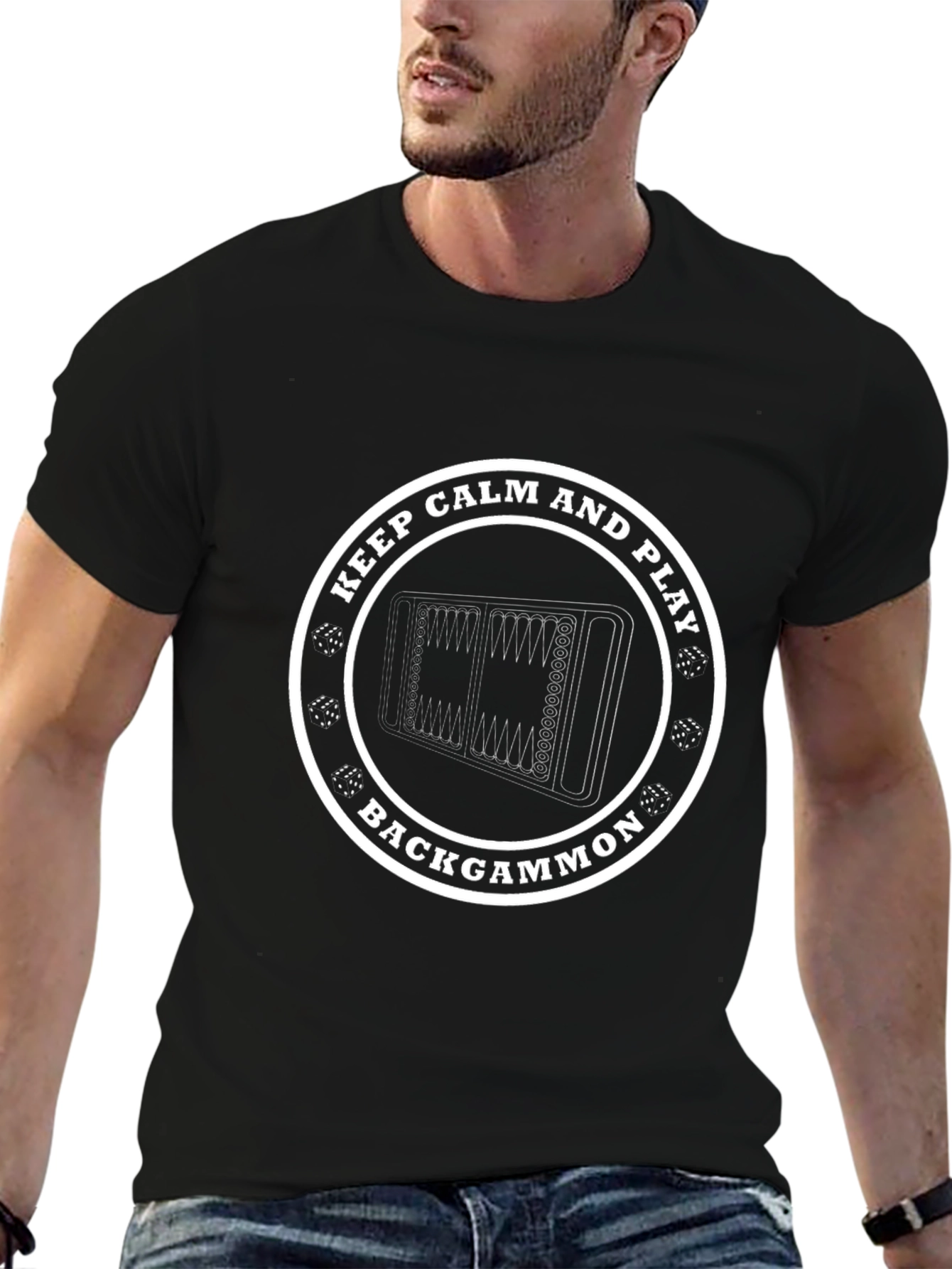 Keep Calm and Play Backgammon Graphic T-Shirt
