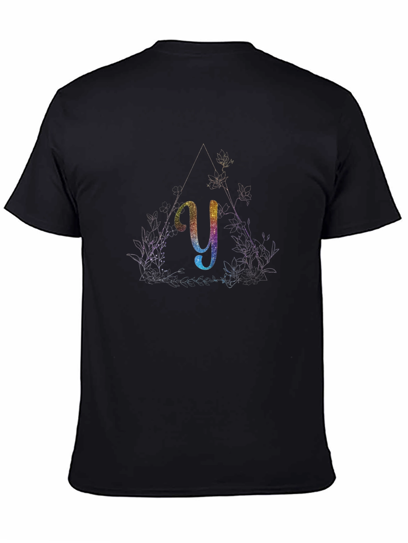 Initial Y Rainbow Glitter T-Shirt - Unisex