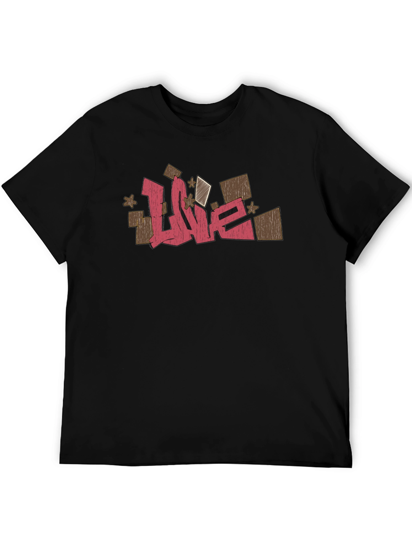 Graffiti-Style Love Graphic Black T-Shirt