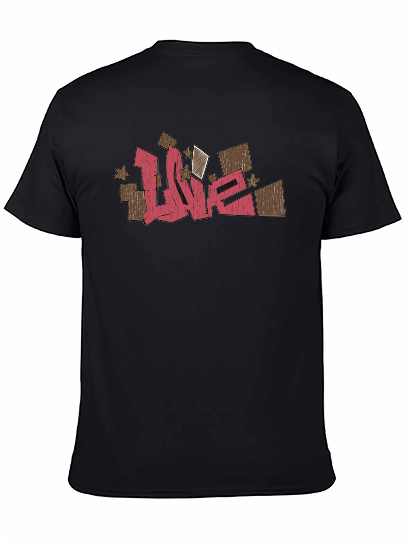 Graffiti-Style Love Graphic Black T-Shirt