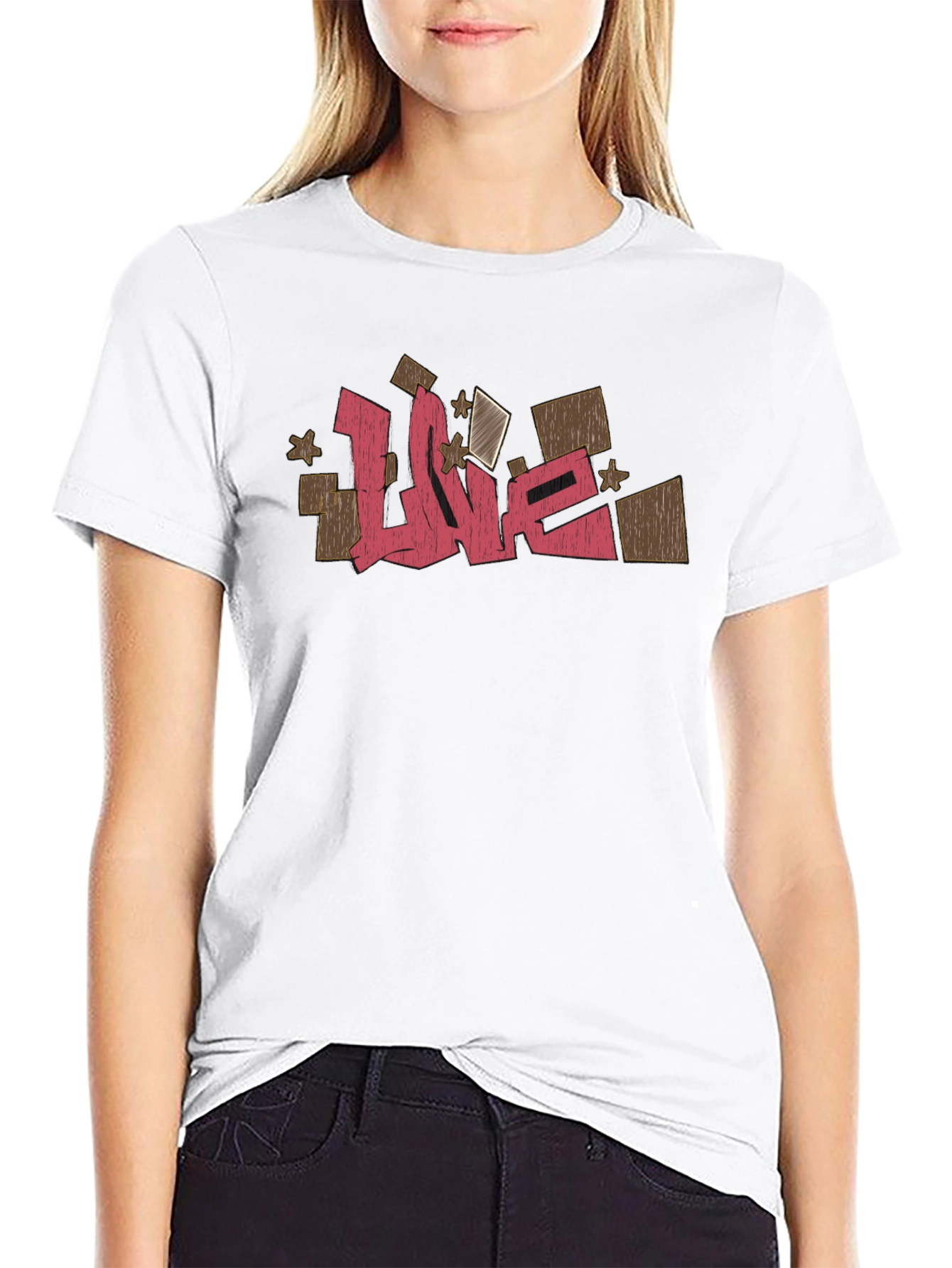 Graffiti-Style Love Graphic Black T-Shirt