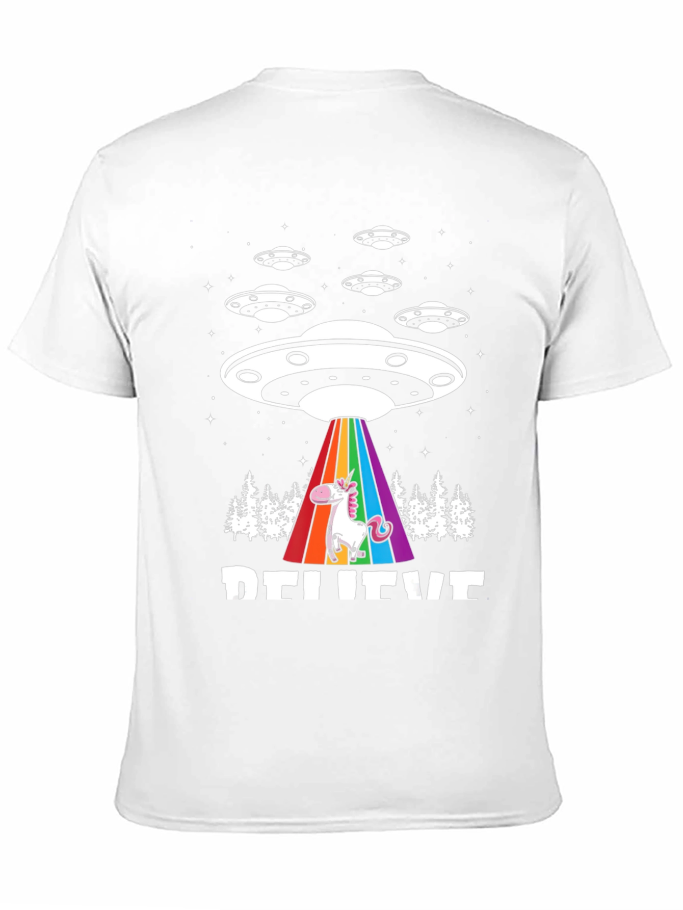 Believe UFO Unicorn Black T-Shirt