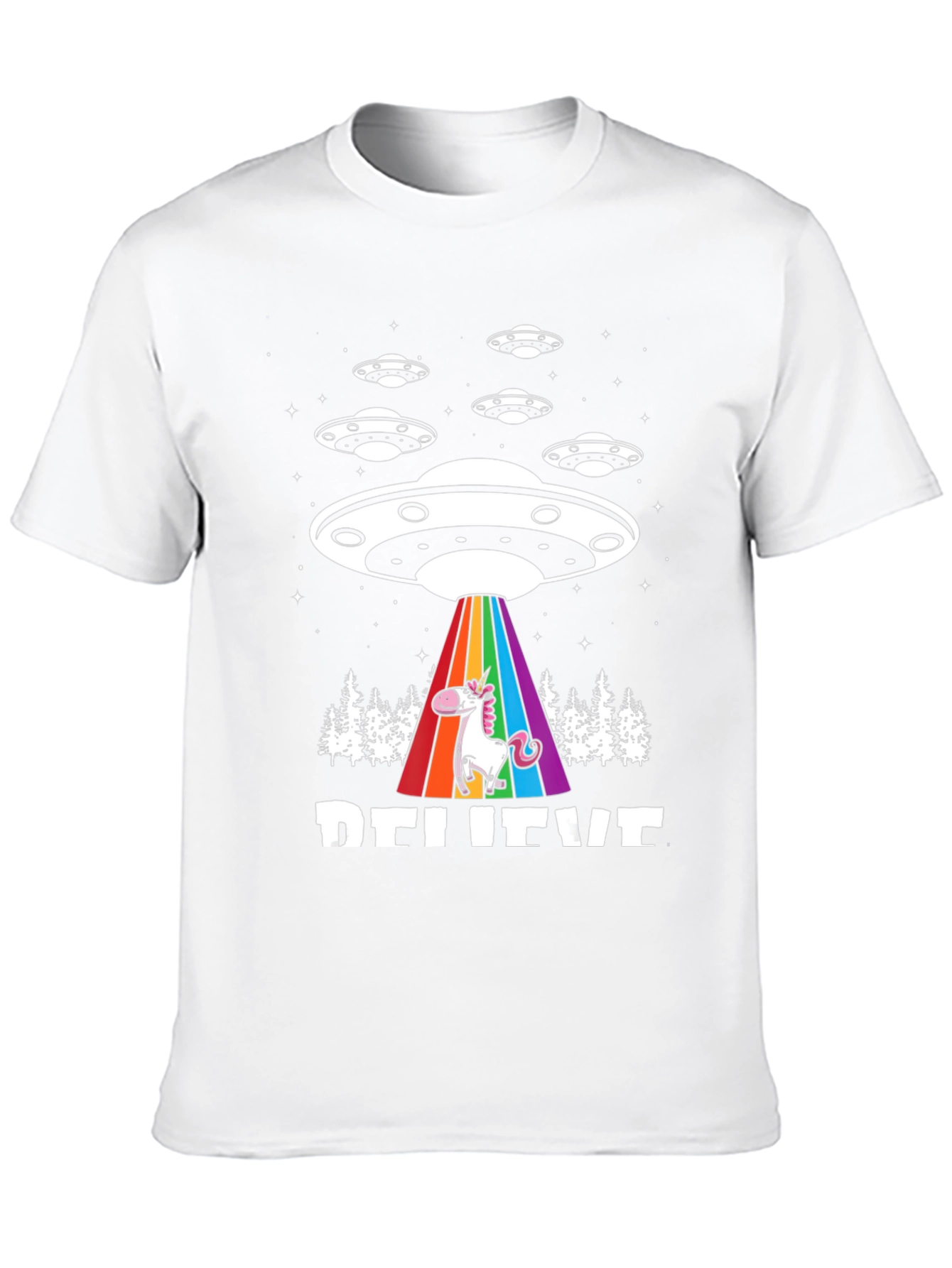 Believe UFO Unicorn Black T-Shirt