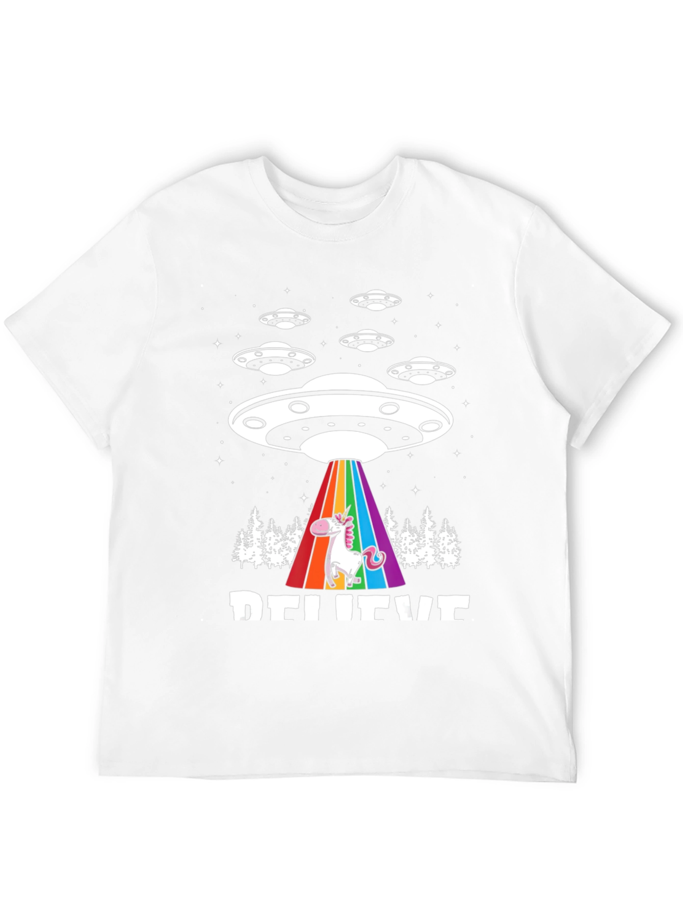Believe UFO Unicorn Black T-Shirt