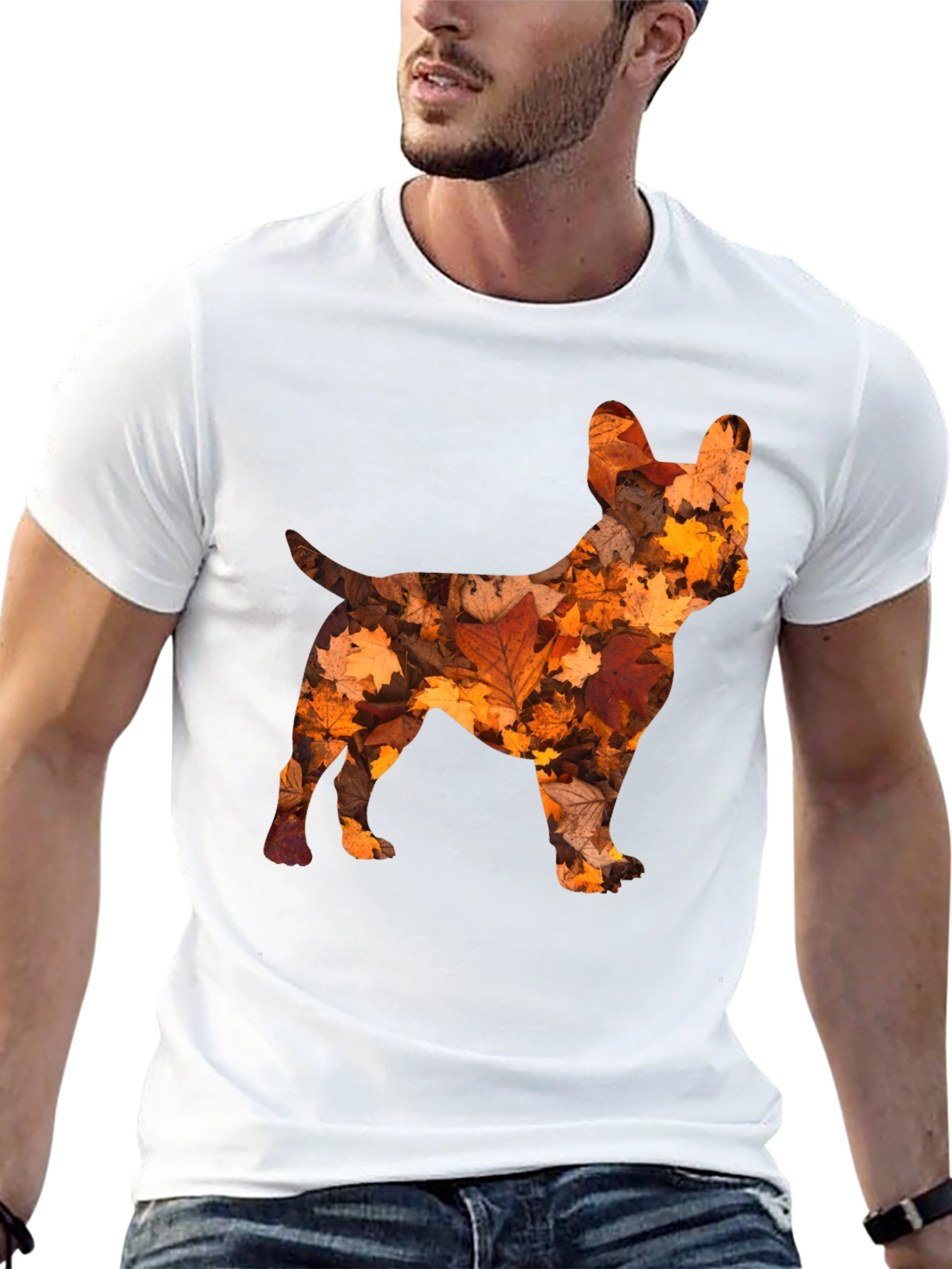 Fall Leaf Dog Silhouette T-Shirt