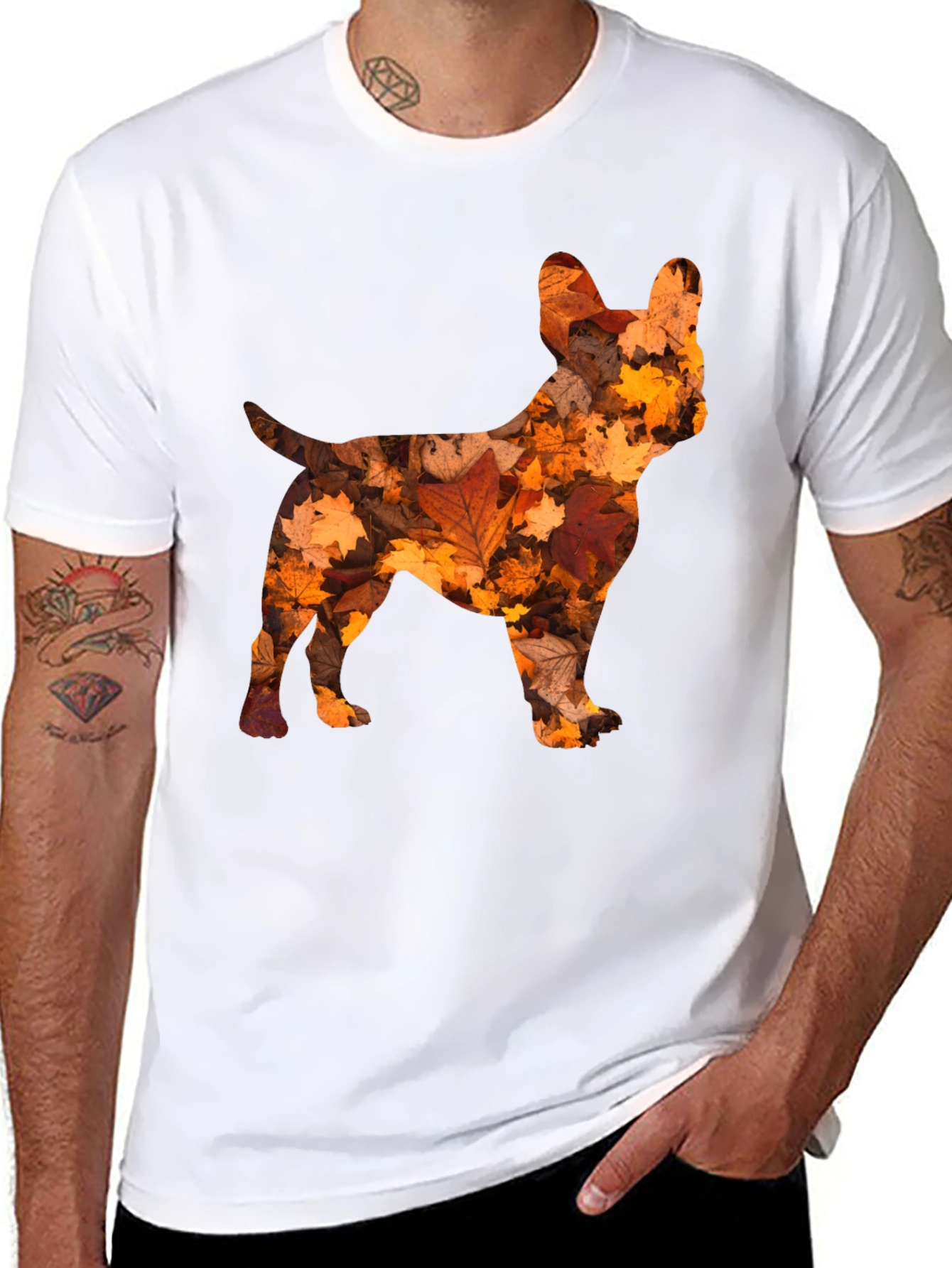 Fall Leaf Dog Silhouette T-Shirt