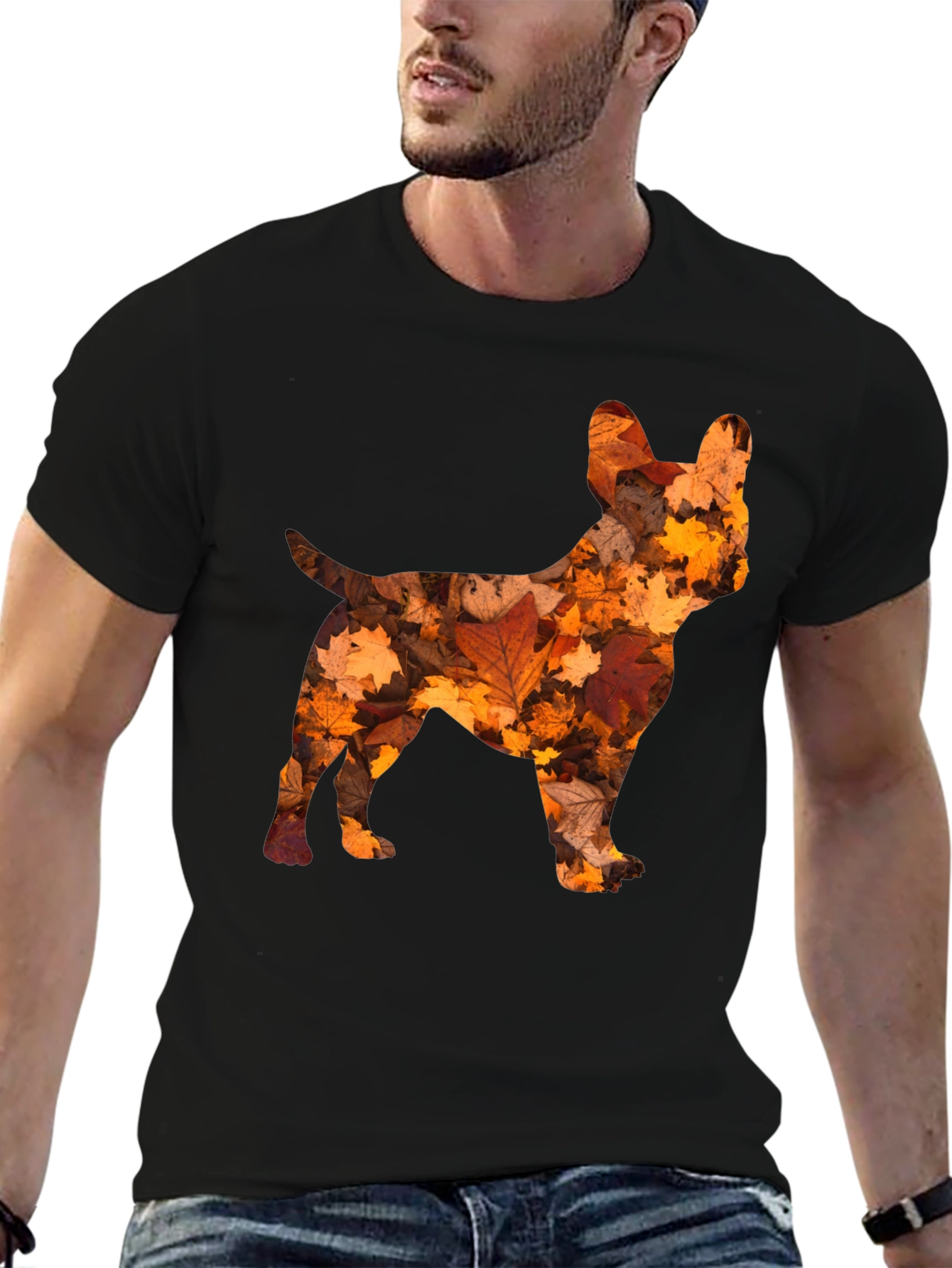 Fall Leaf Dog Silhouette T-Shirt