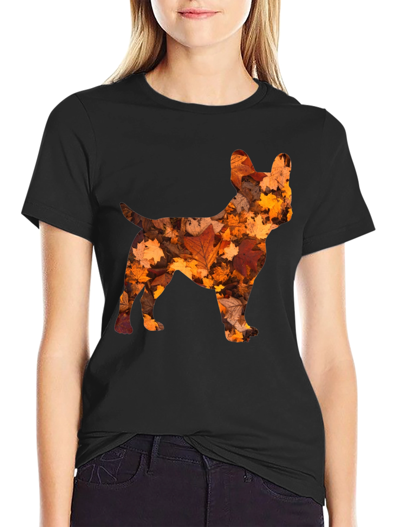 Fall Leaf Dog Silhouette T-Shirt