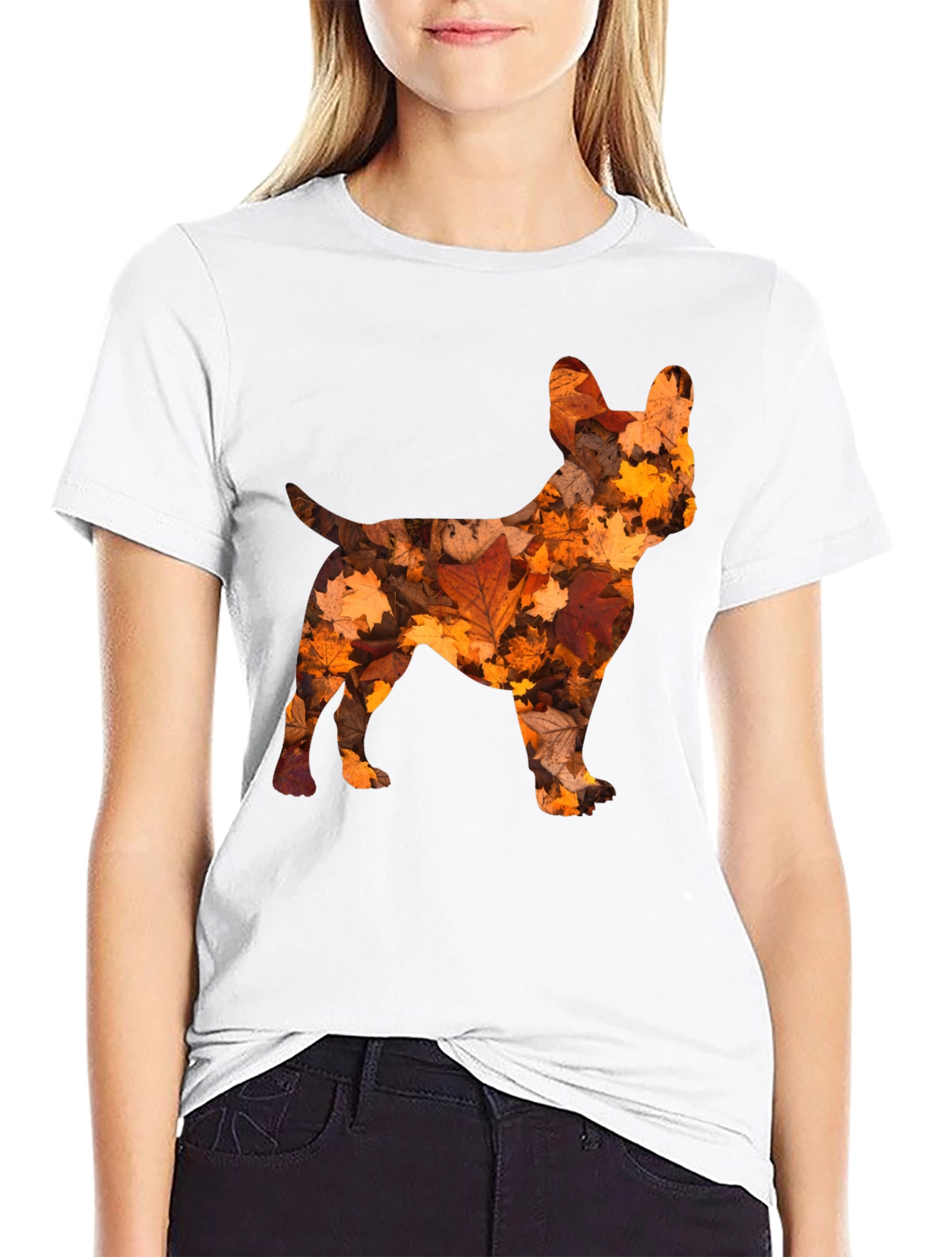 Fall Leaf Dog Silhouette T-Shirt