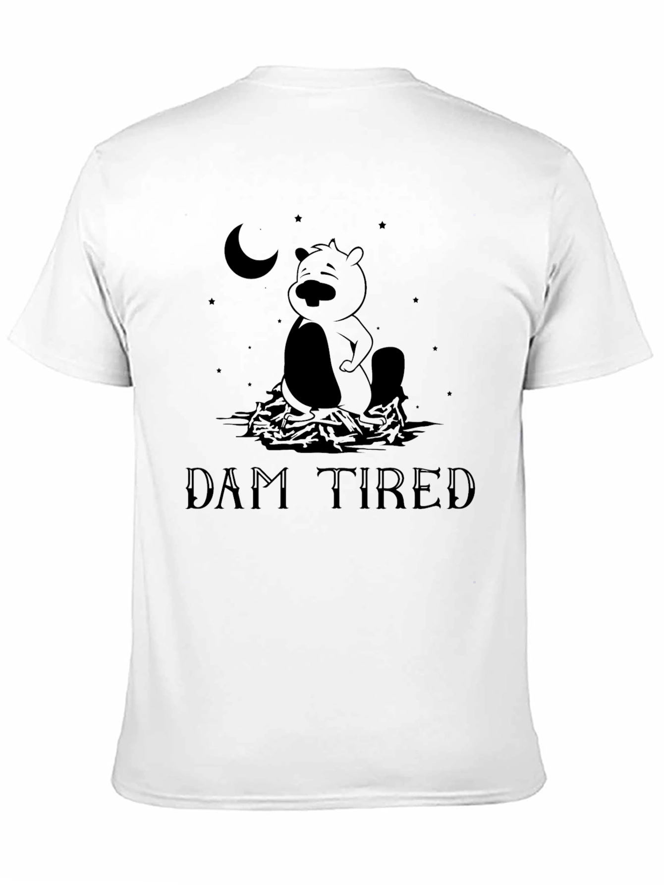 Dam Tired Beaver Graphic Tee - Funny Mens T-Shirt