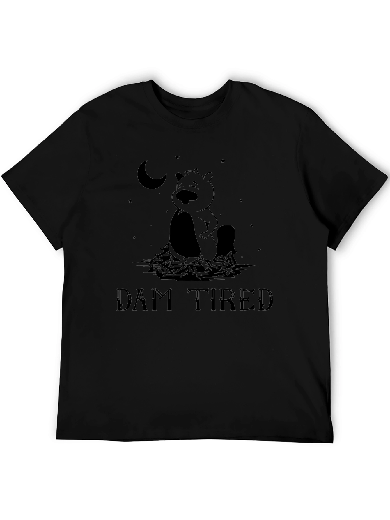 Dam Tired Beaver Graphic Tee - Funny Mens T-Shirt