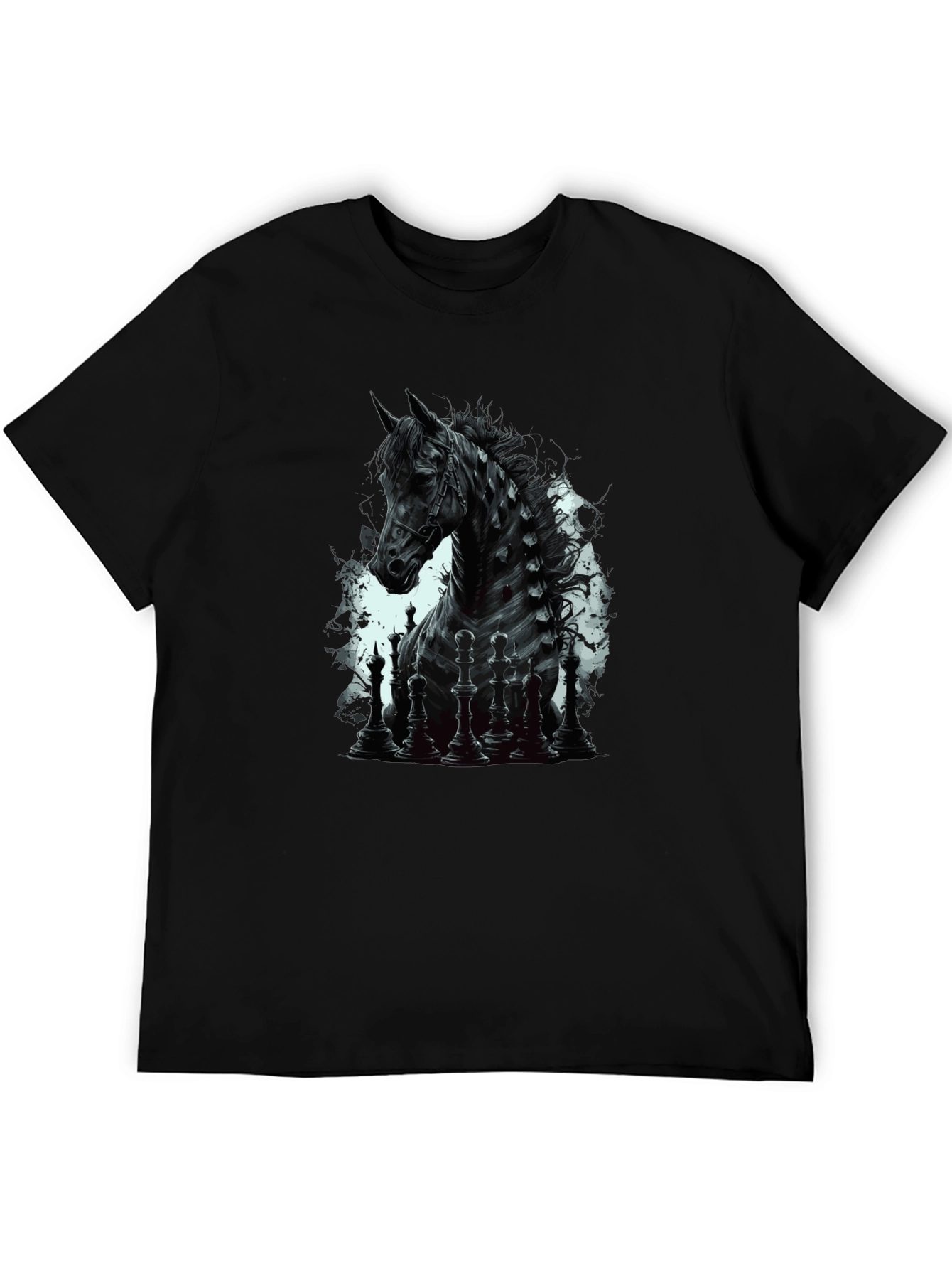 Chess Horse Graphic Tee - Stylish Black T-Shirt