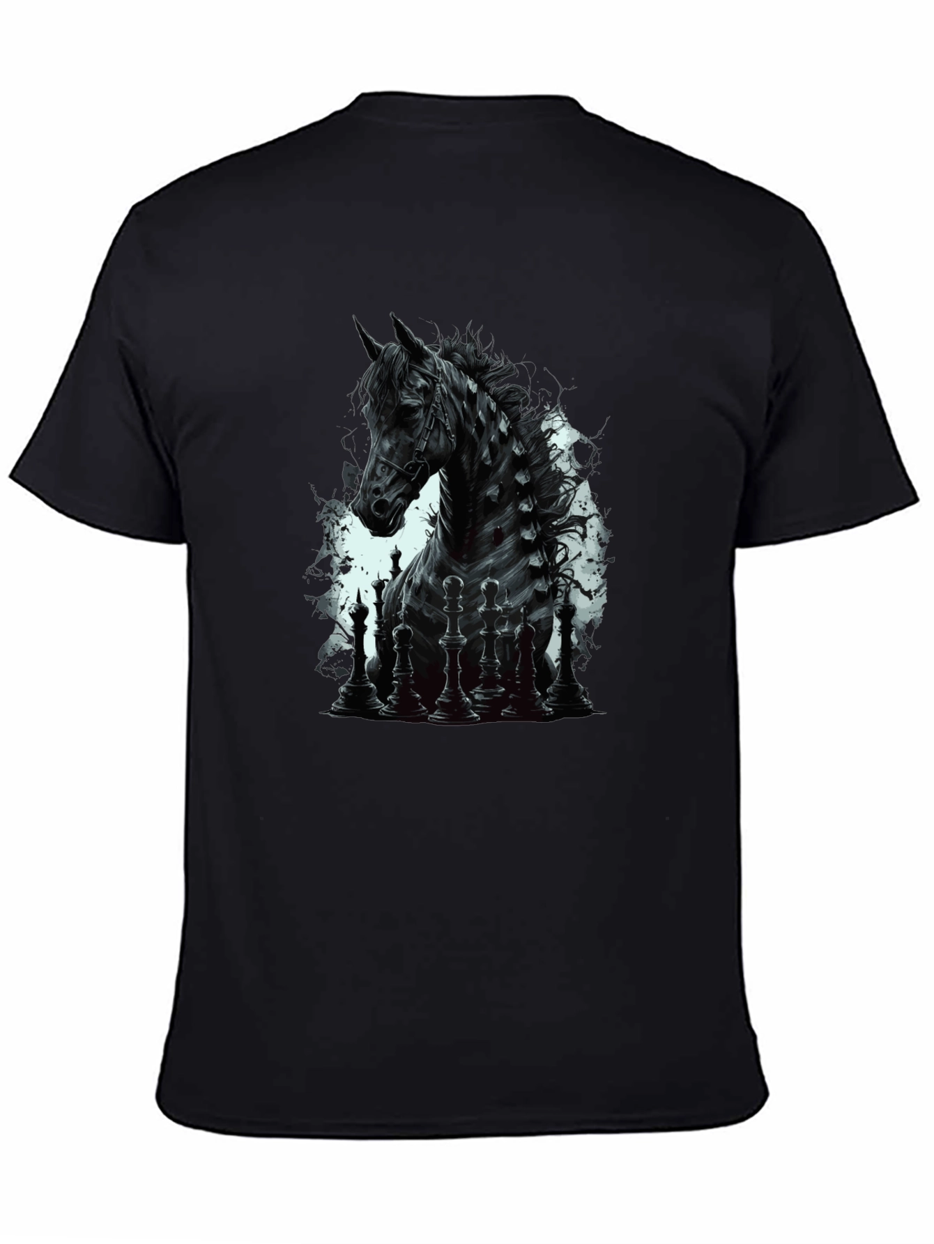 Chess Horse Graphic Tee - Stylish Black T-Shirt