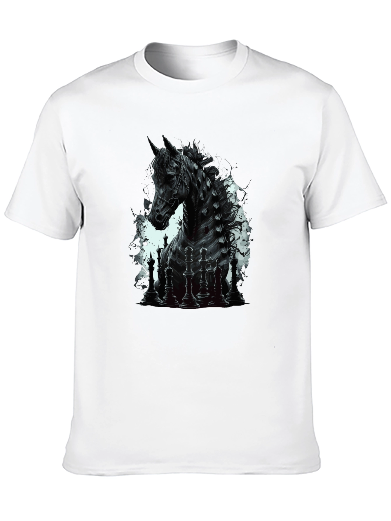 Chess Horse Graphic Tee - Stylish Black T-Shirt