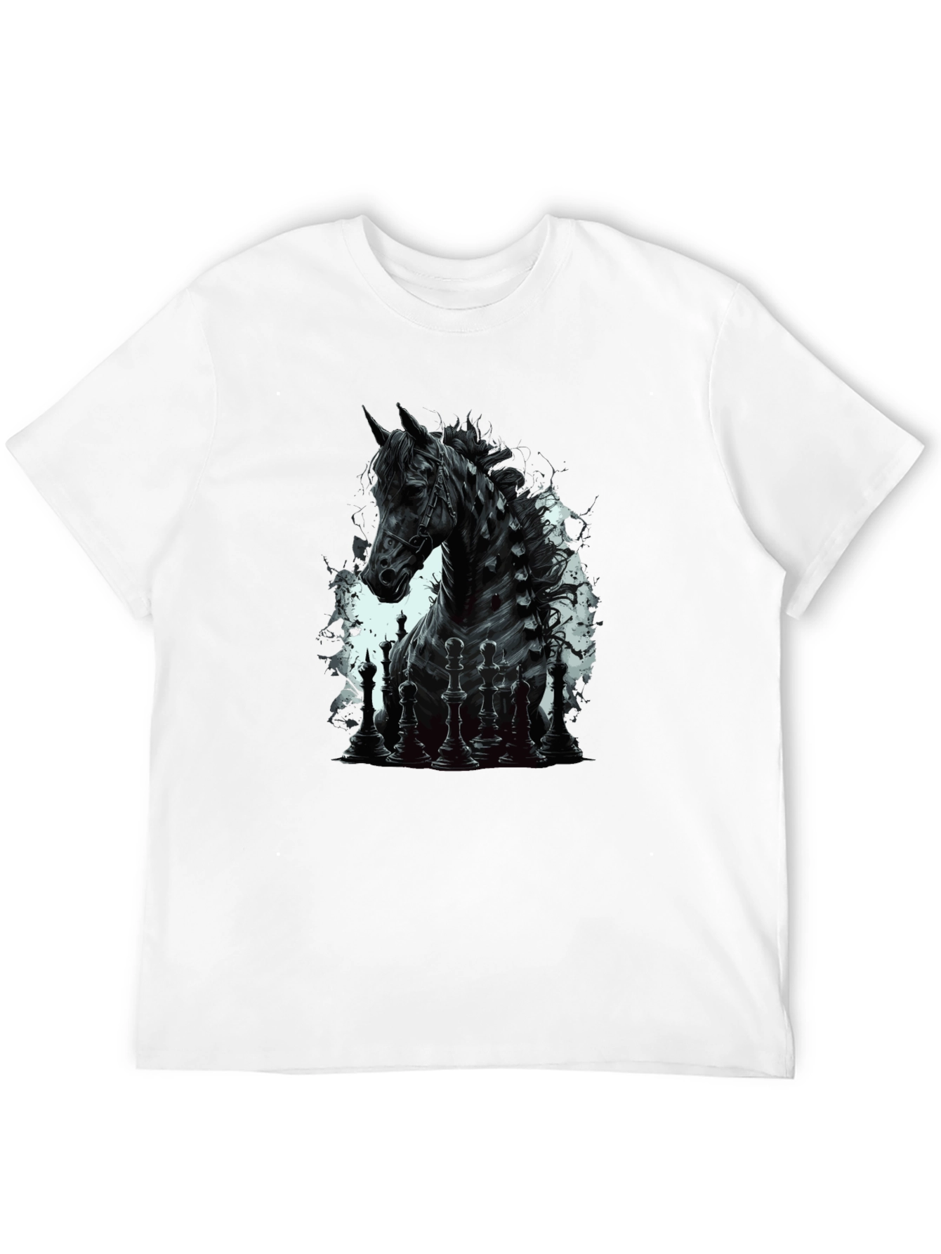 Chess Horse Graphic Tee - Stylish Black T-Shirt
