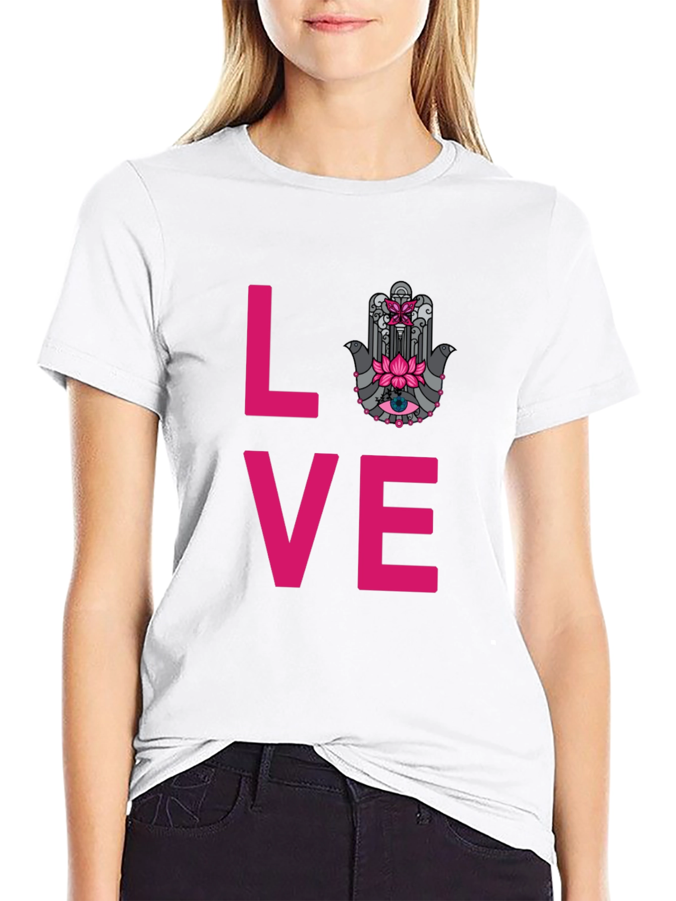 Love Hamsa Graphic Tee - Stylish Mens Black T-Shirt