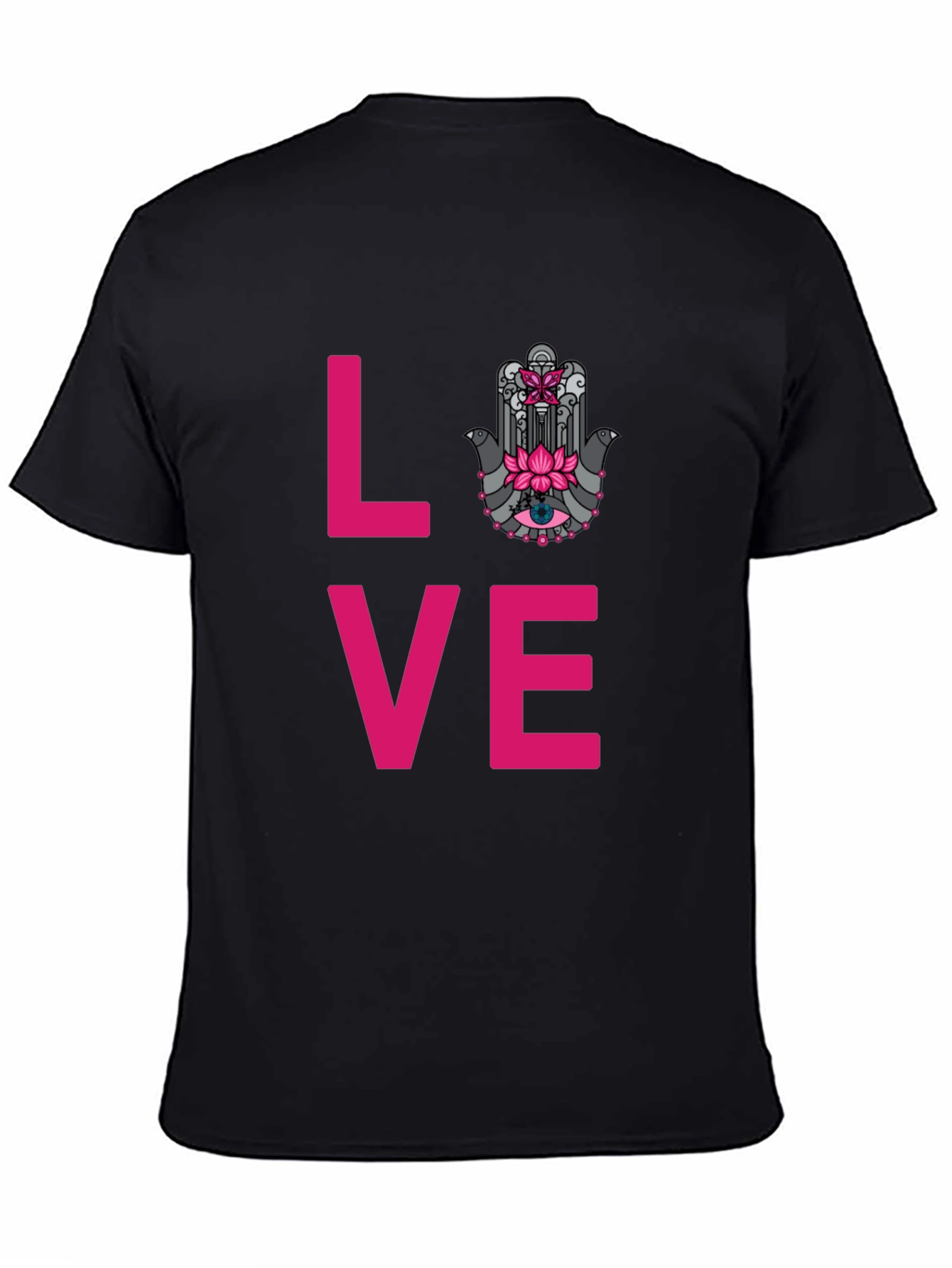 Love Hamsa Graphic Tee - Stylish Mens Black T-Shirt
