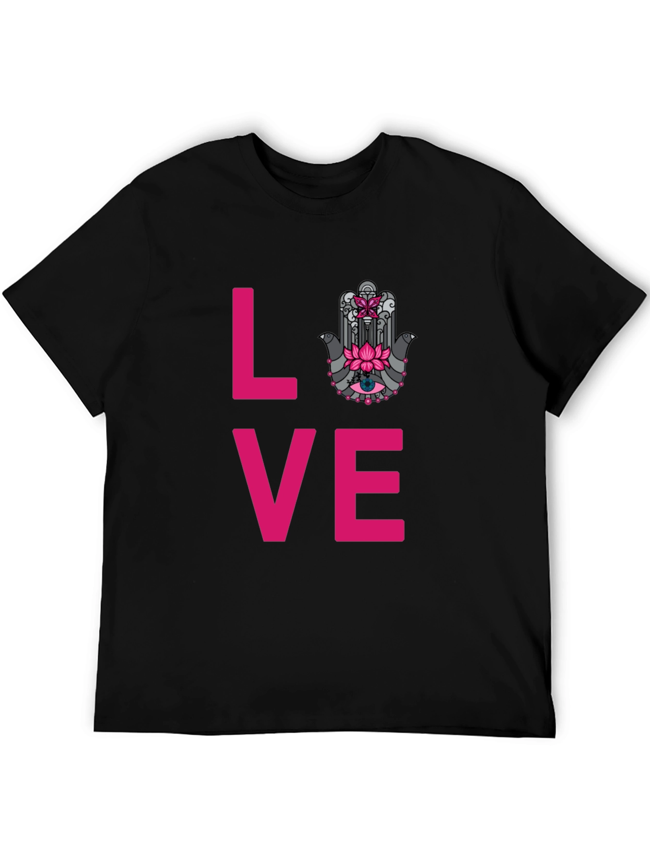 Love Hamsa Graphic Tee - Stylish Mens Black T-Shirt
