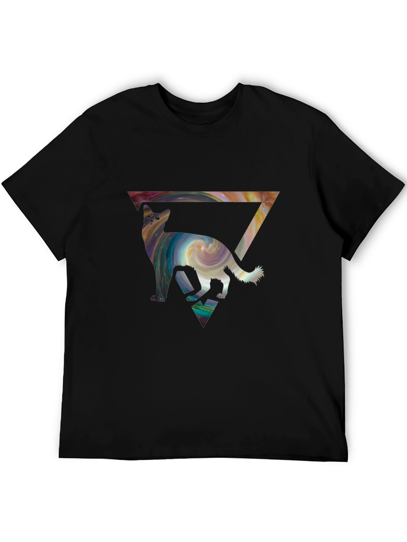 Cosmic Cat Triangle Tee - Unique Graphic Print