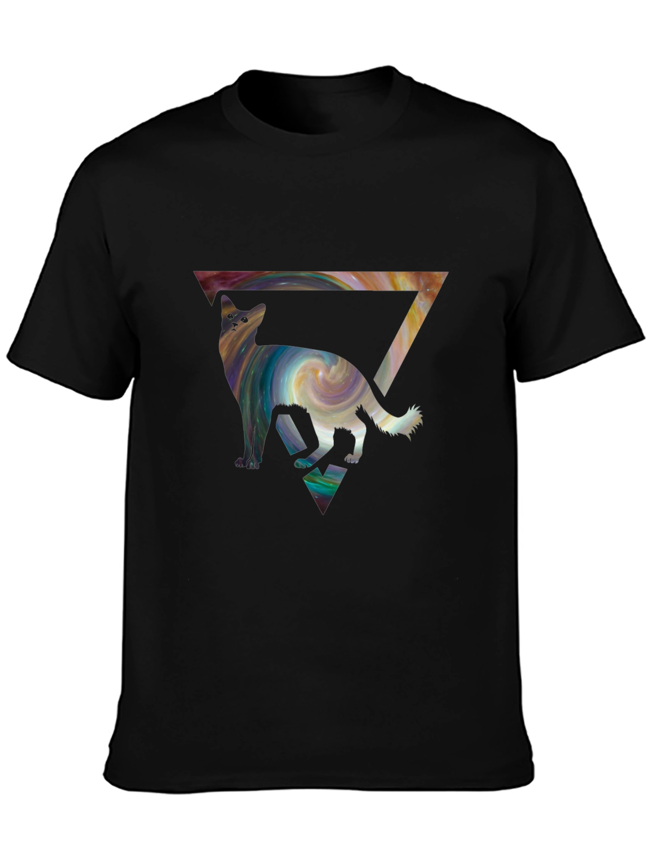 Cosmic Cat Triangle Tee - Unique Graphic Print