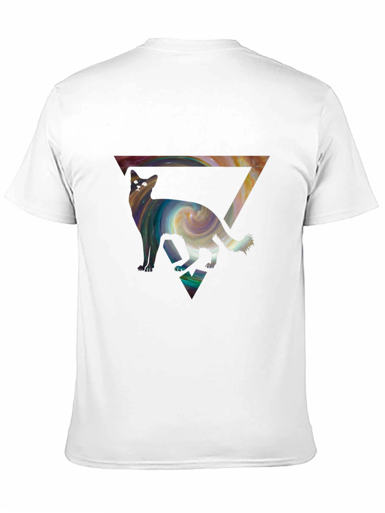 Cosmic Cat Triangle Tee - Unique Graphic Print