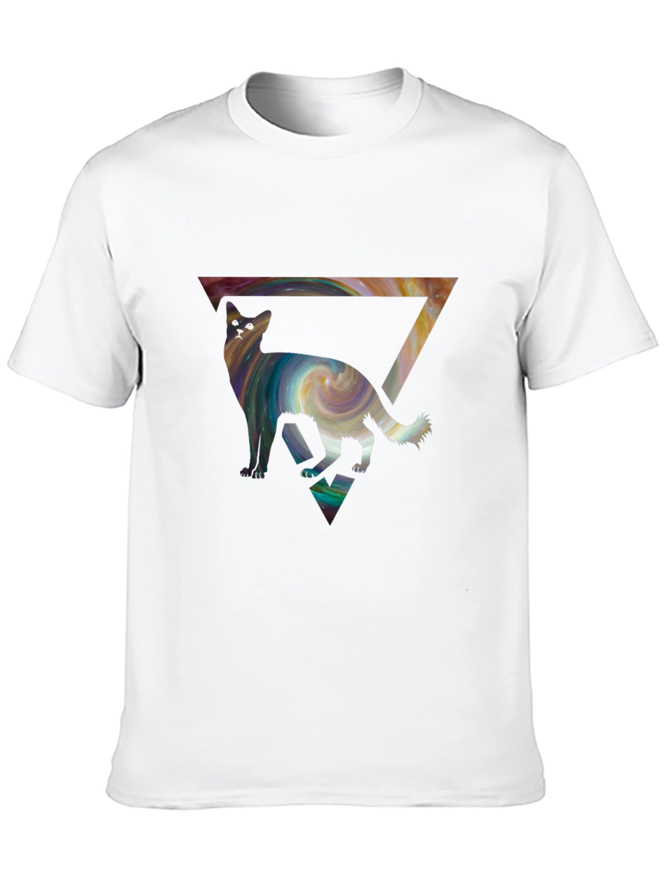 Cosmic Cat Triangle Tee - Unique Graphic Print