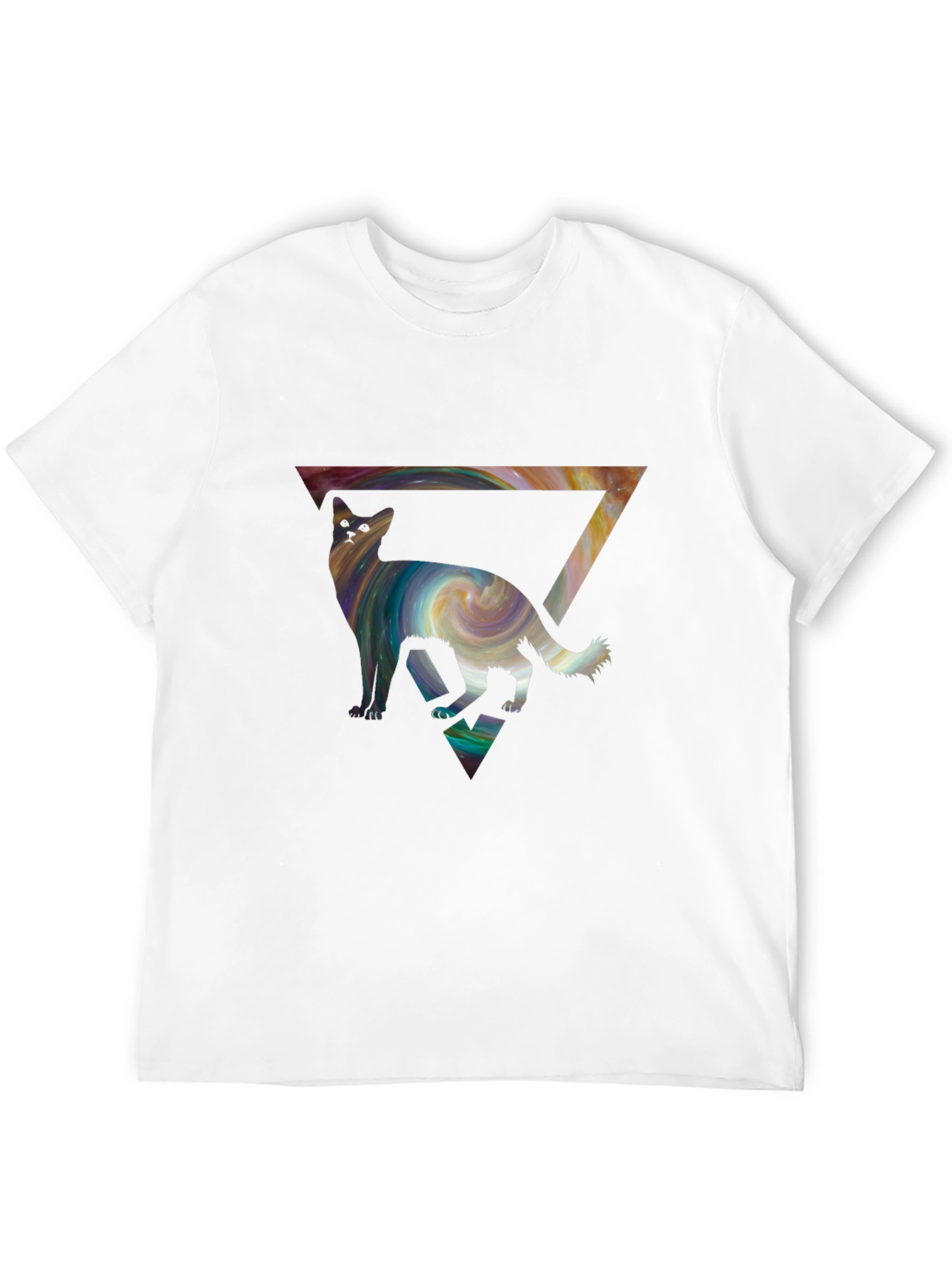 Cosmic Cat Triangle Tee - Unique Graphic Print