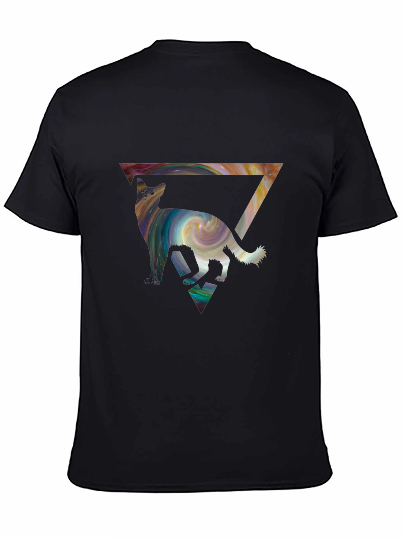 Cosmic Cat Triangle Tee - Unique Graphic Print