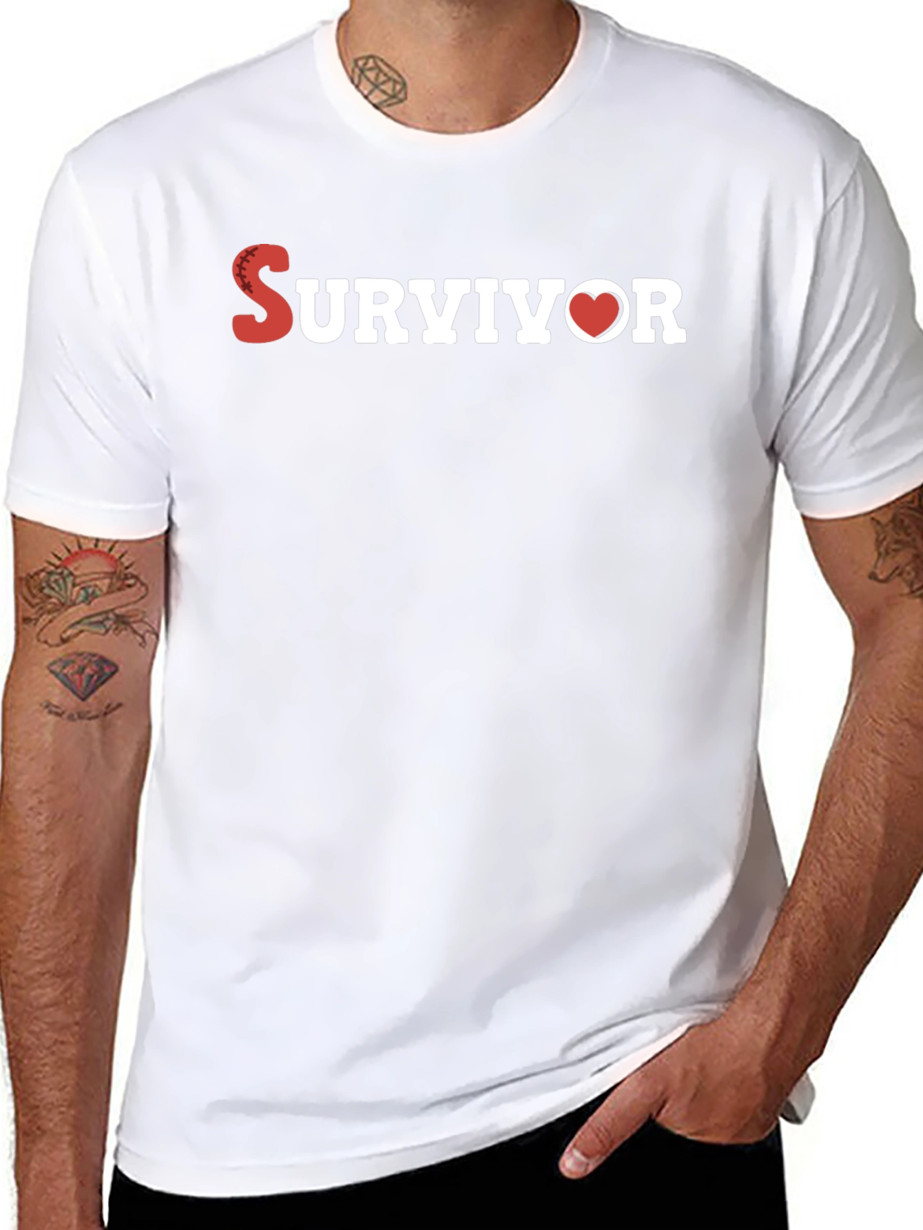 Survivor Heart Graphic T-Shirt - Black