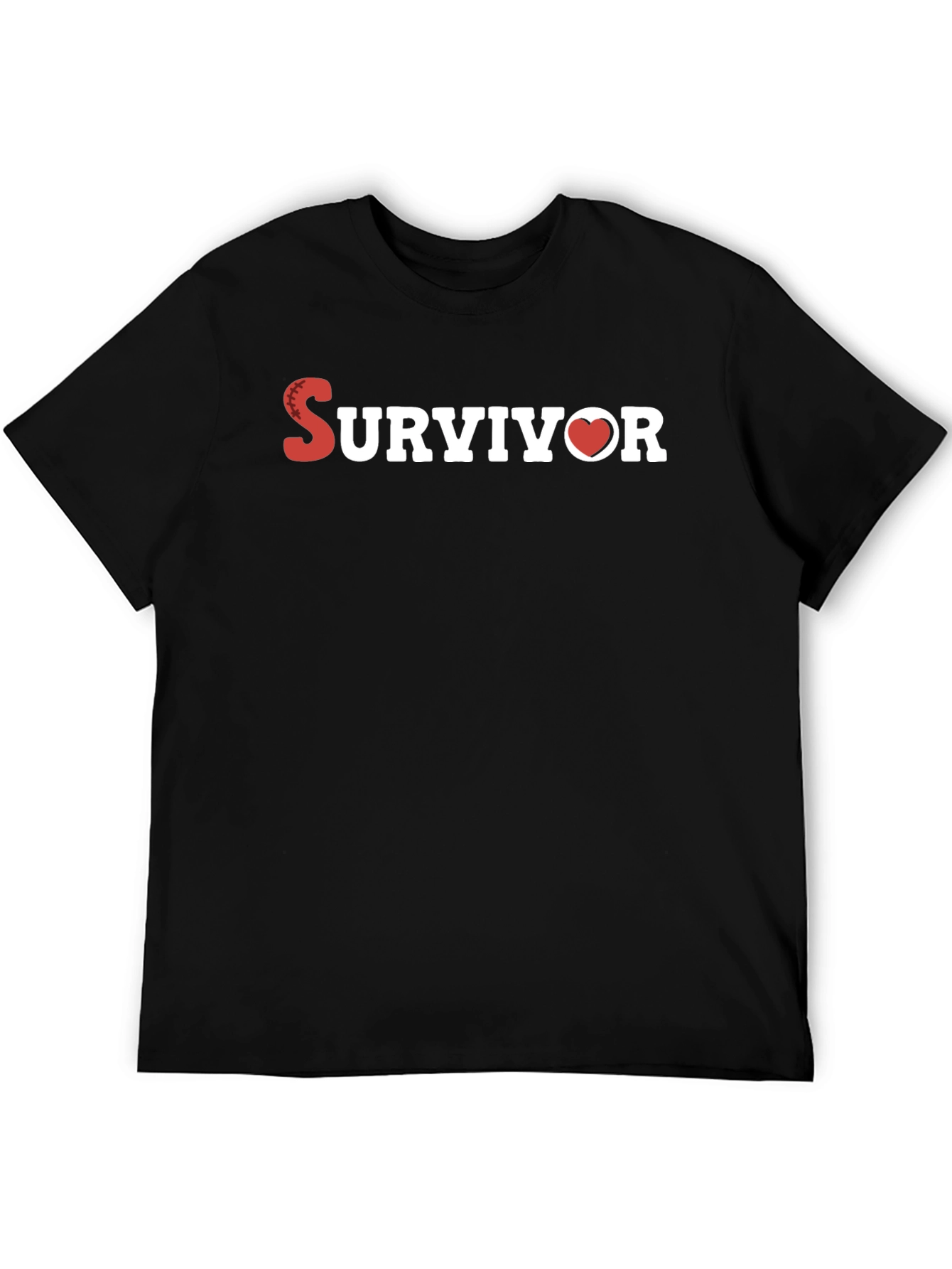 Survivor Heart Graphic T-Shirt - Black