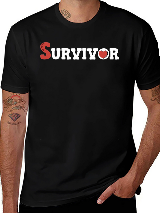 Survivor Heart Graphic T-Shirt - Black