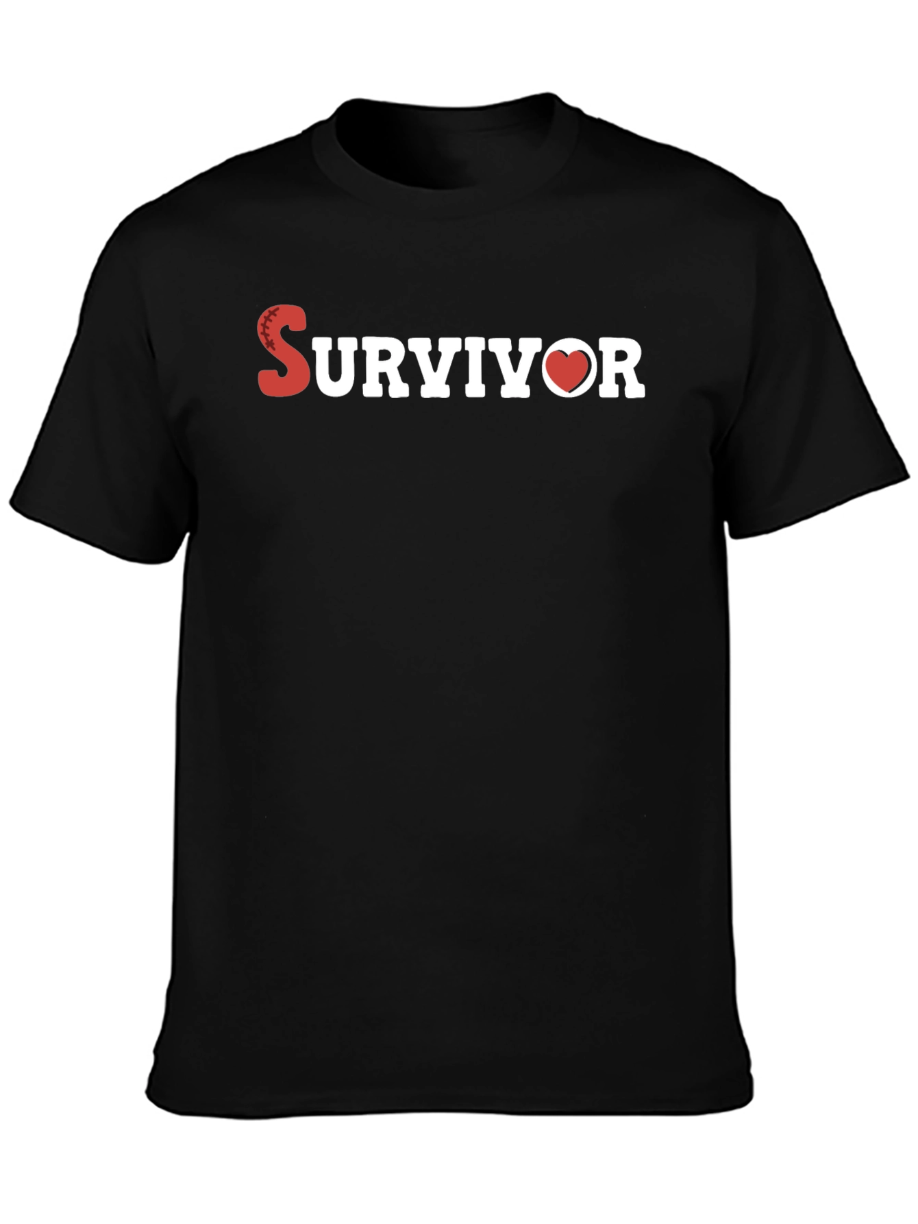 Survivor Heart Graphic T-Shirt - Black
