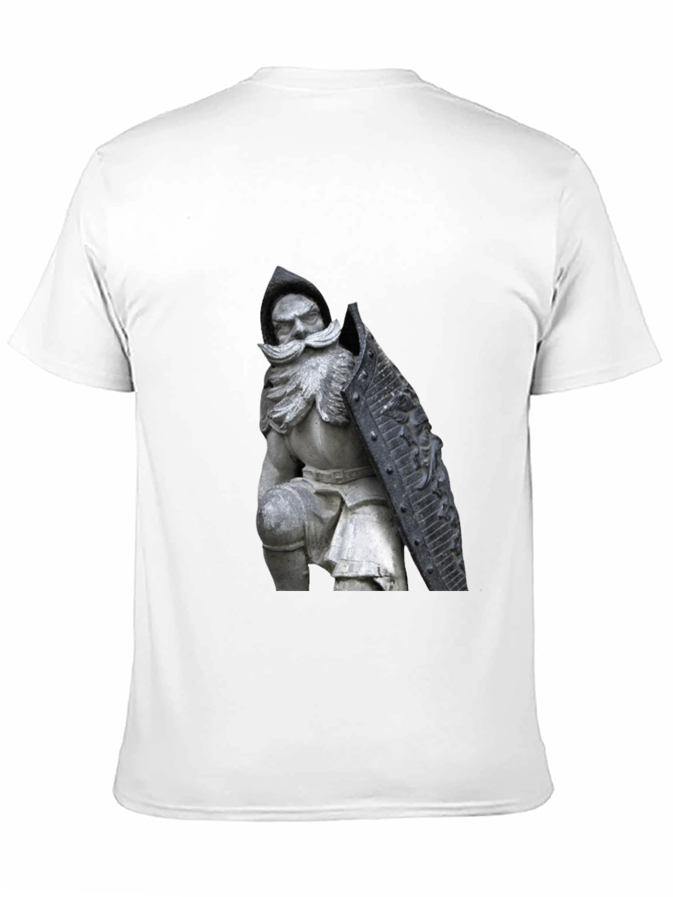 Black T-Shirt with Knight Statue Design