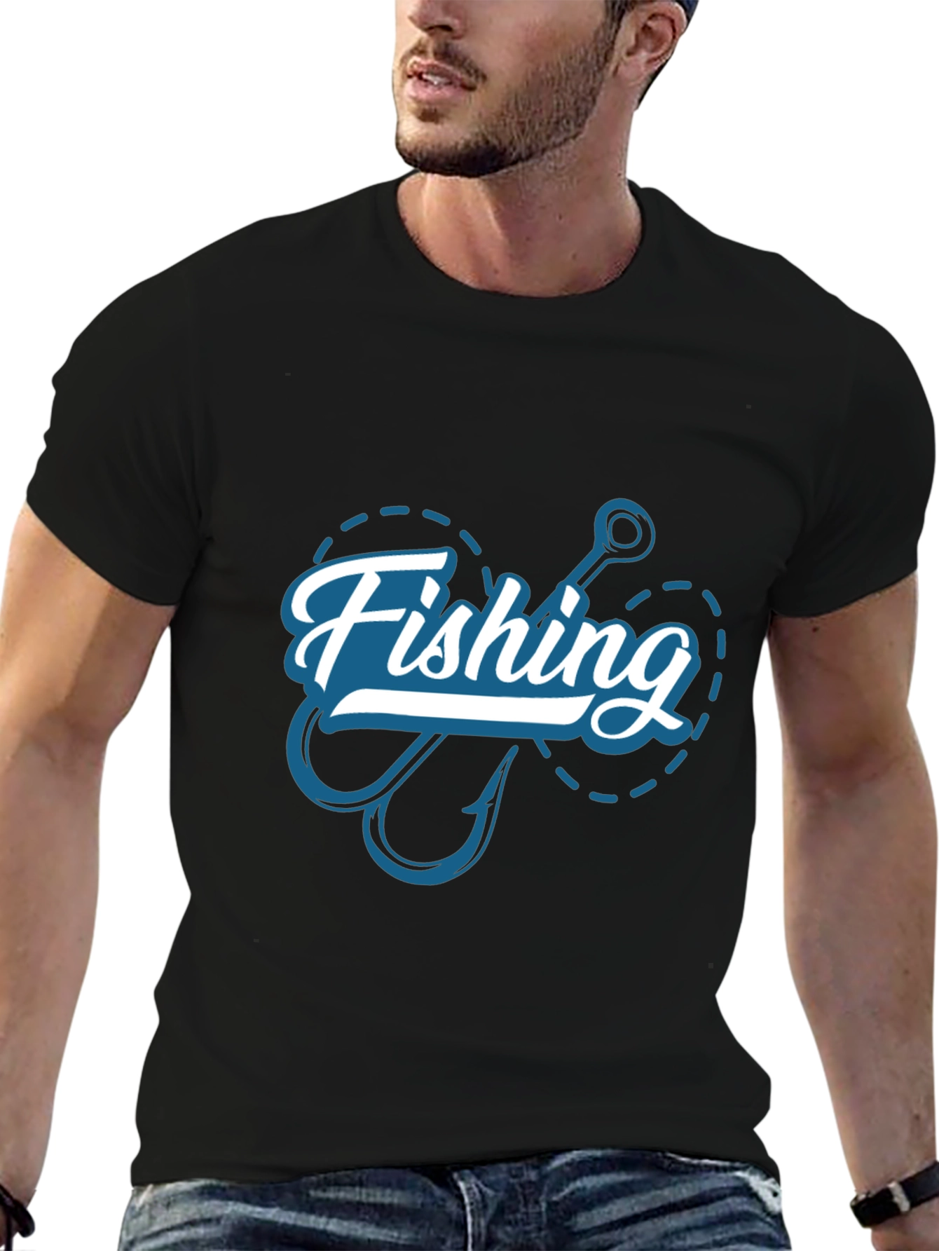 Fishing Hook Graphic T-Shirt - Casual Style