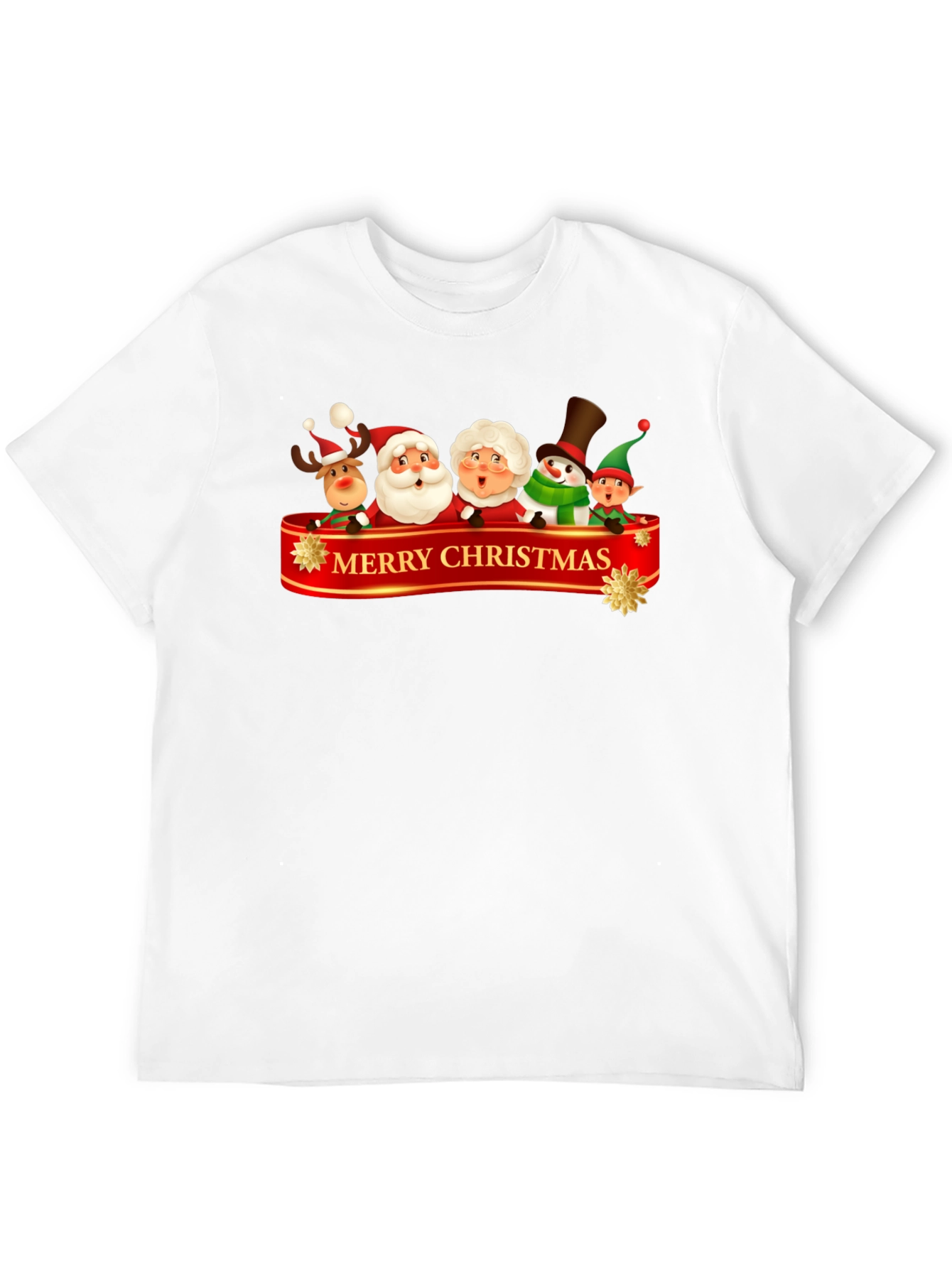 Merry Christmas Cartoon Graphic Black T-Shirt
