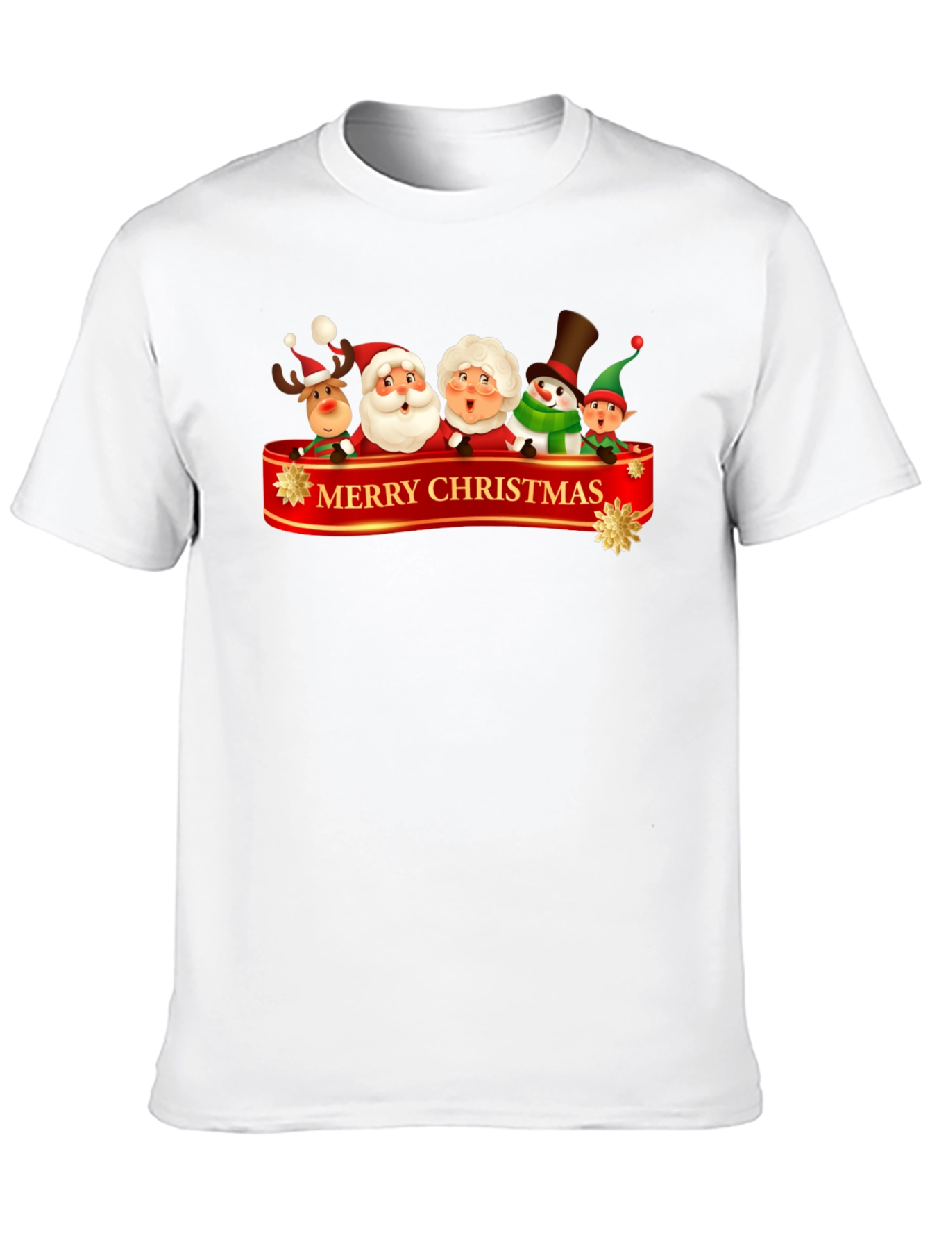 Merry Christmas Cartoon Graphic Black T-Shirt