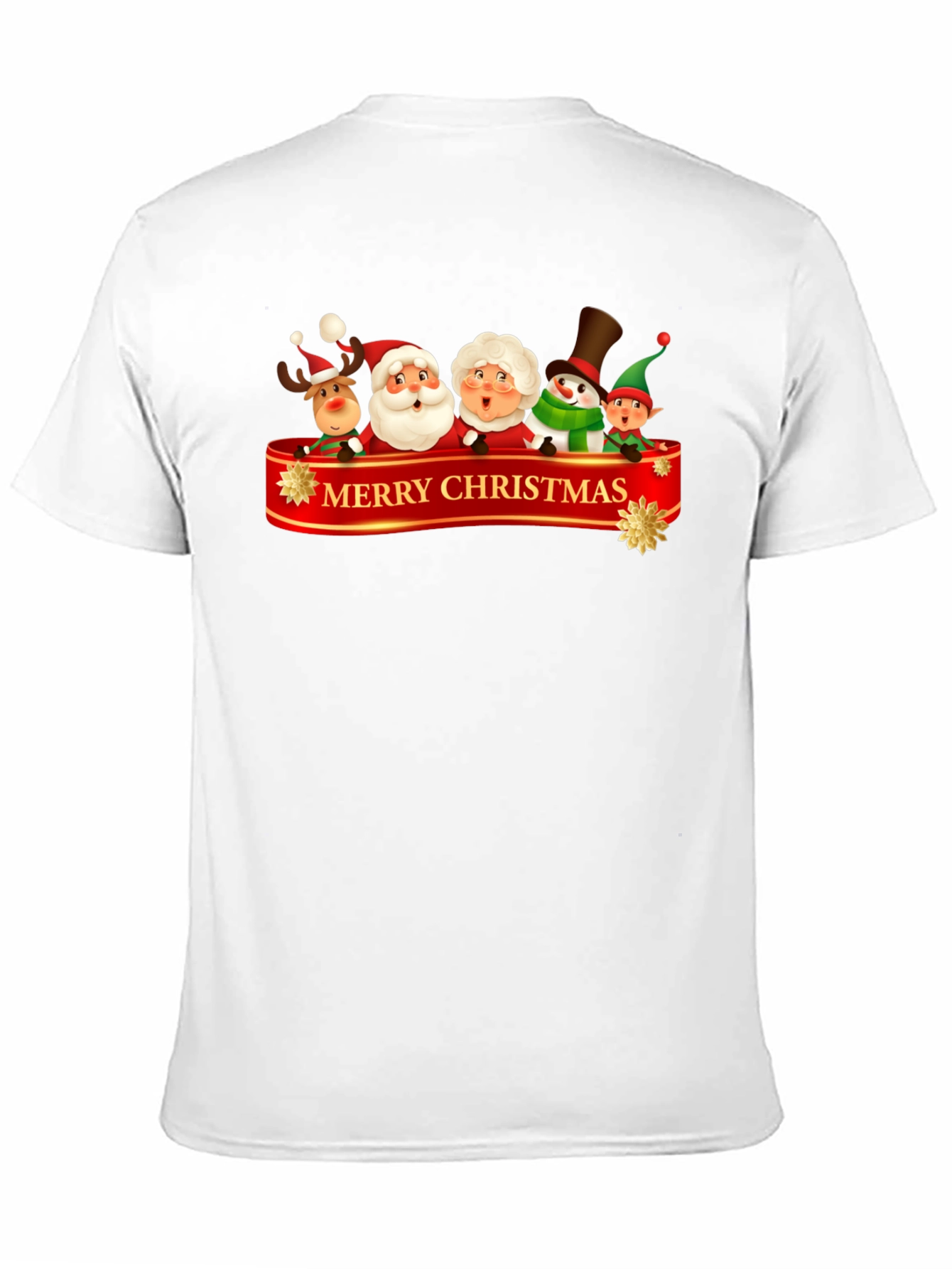 Merry Christmas Cartoon Graphic Black T-Shirt