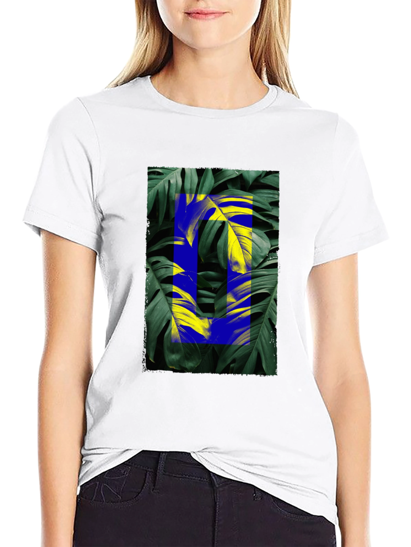 Tropical Leaf Graphic Black T-Shirt