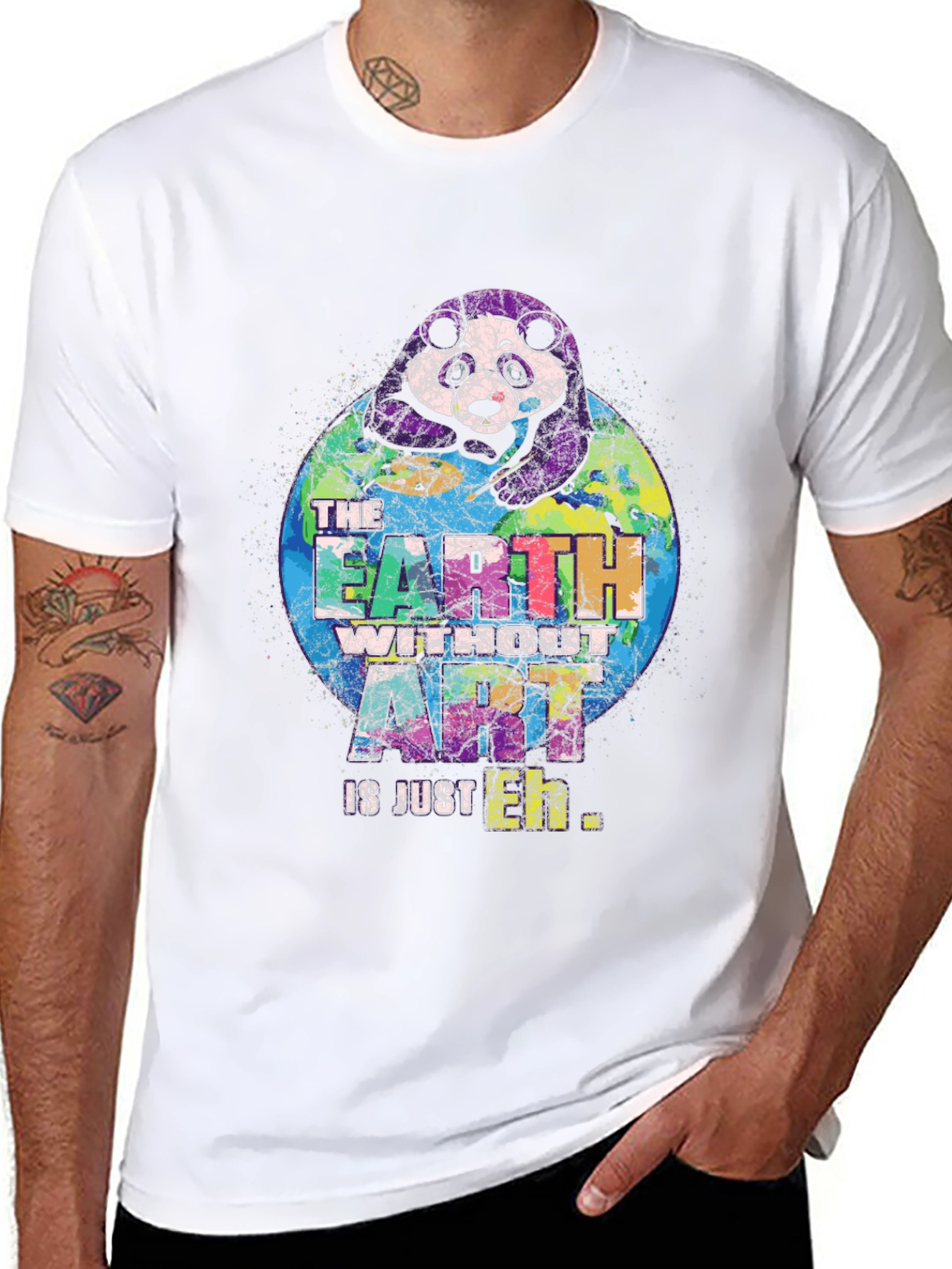 Art Lovers Panda Earth Graphic T-Shirt