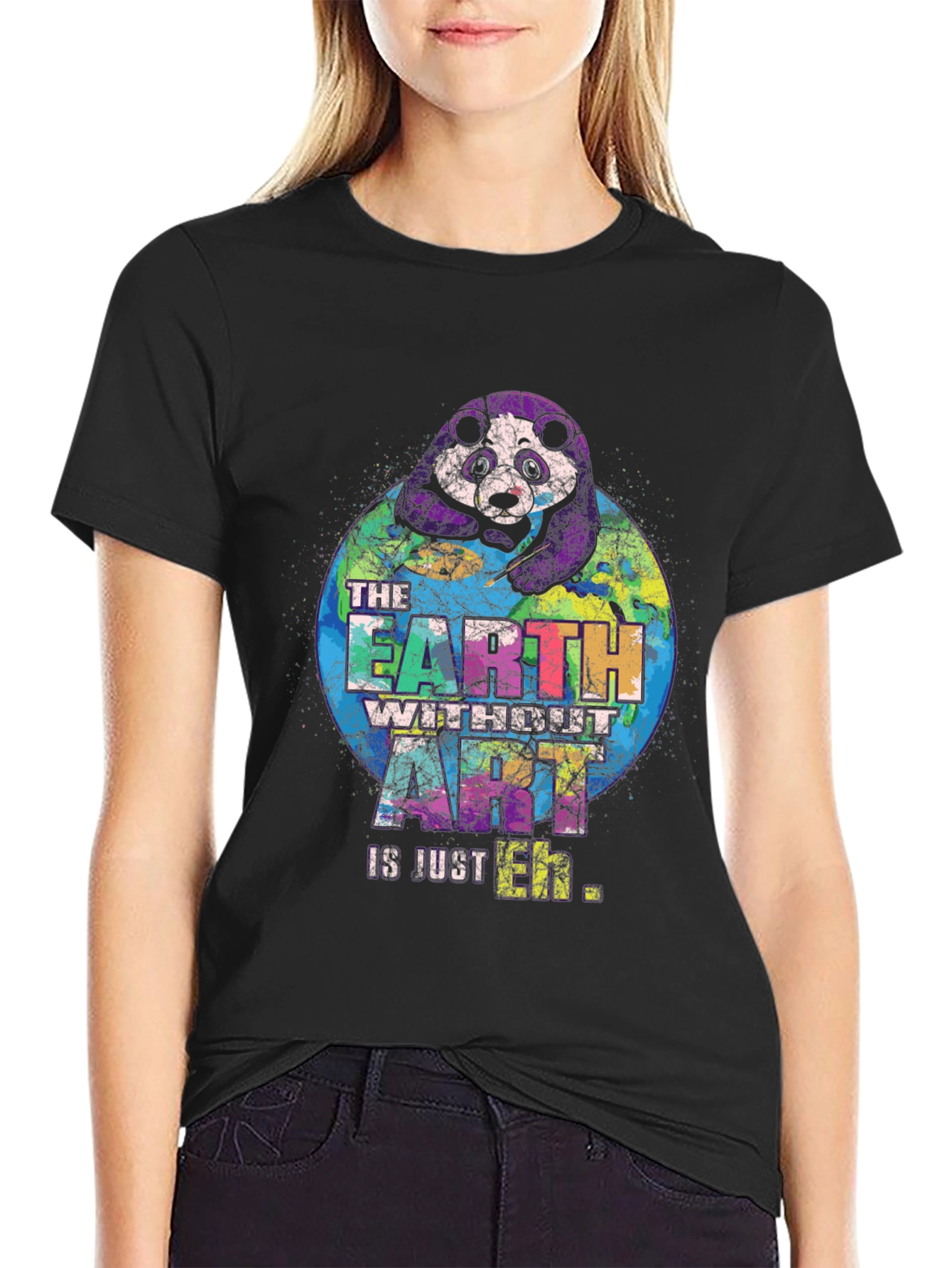 Art Lovers Panda Earth Graphic T-Shirt
