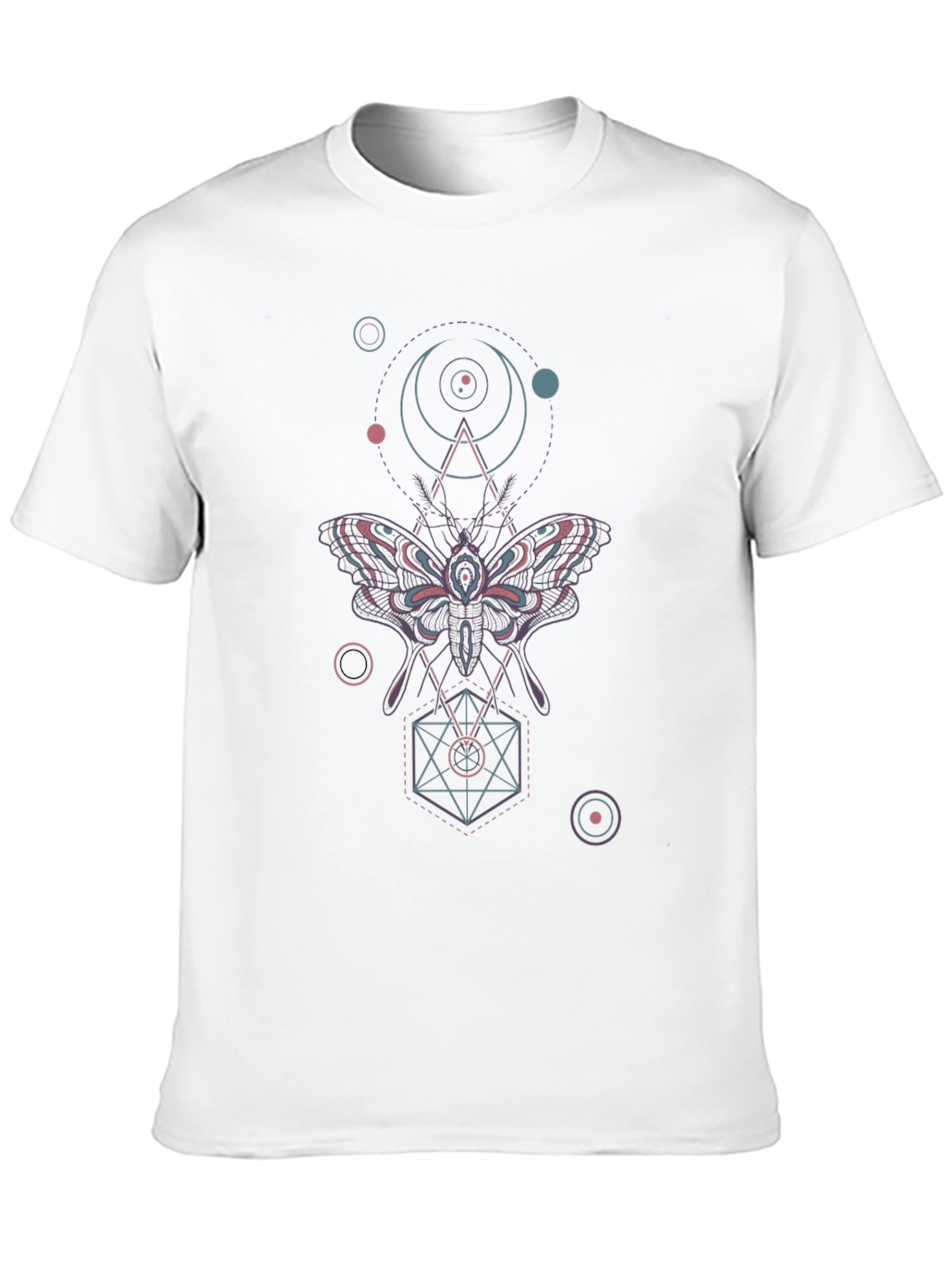 Geometric Moth Graphic Tee - Black