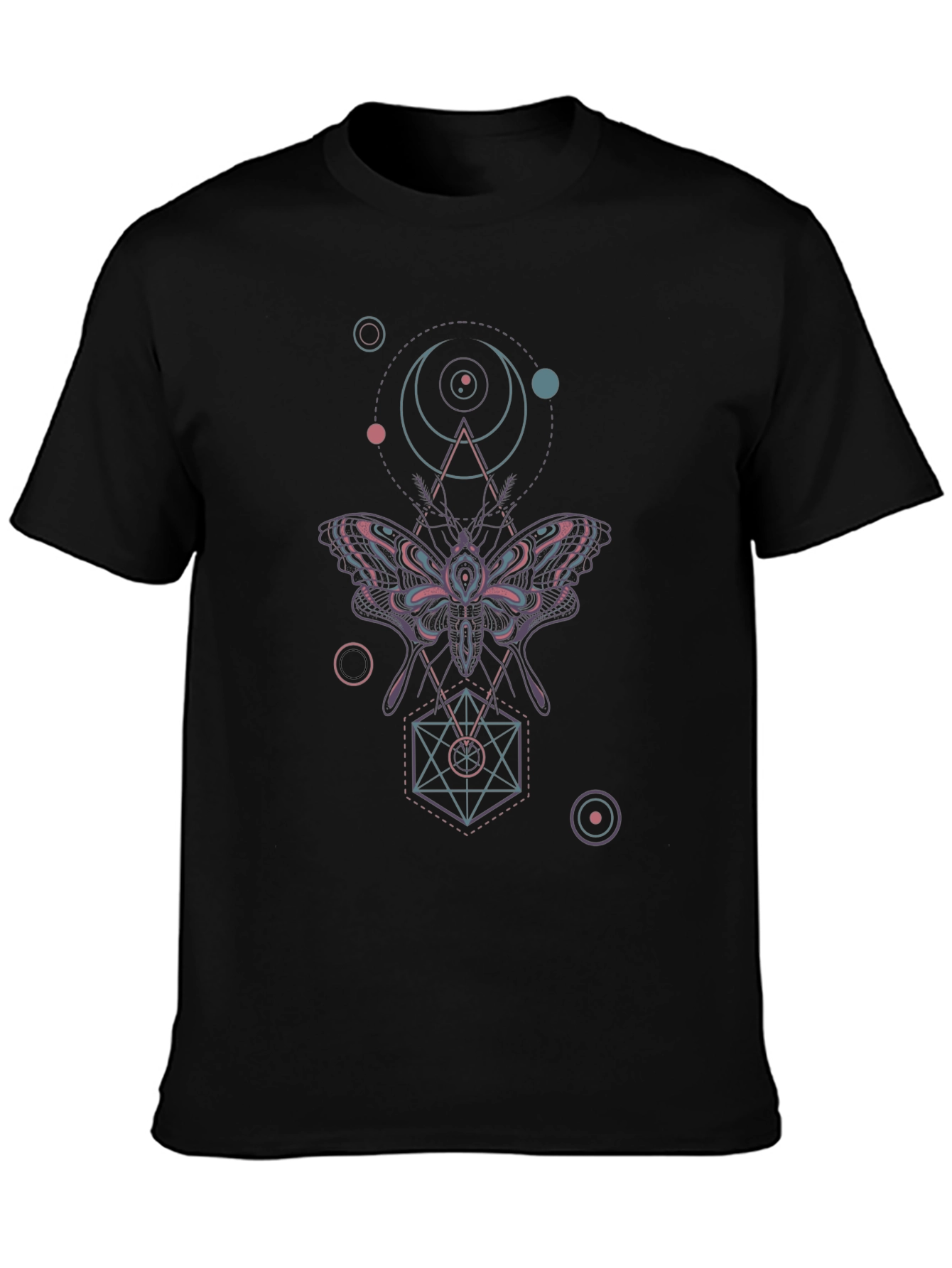 Geometric Moth Graphic Tee - Black